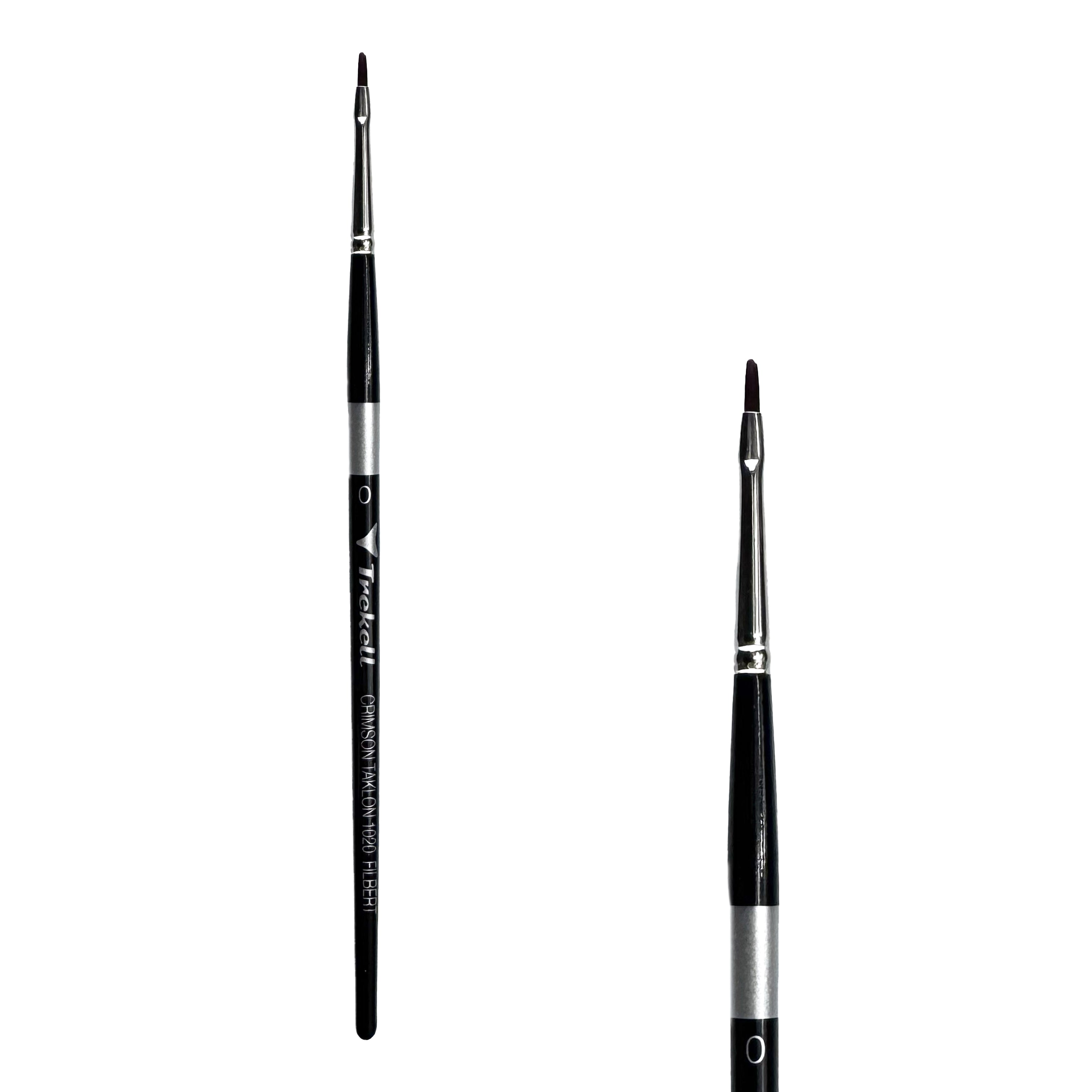 Trekell Crimson Taklon Short Handle Artist Brush - Size #0 Filbert