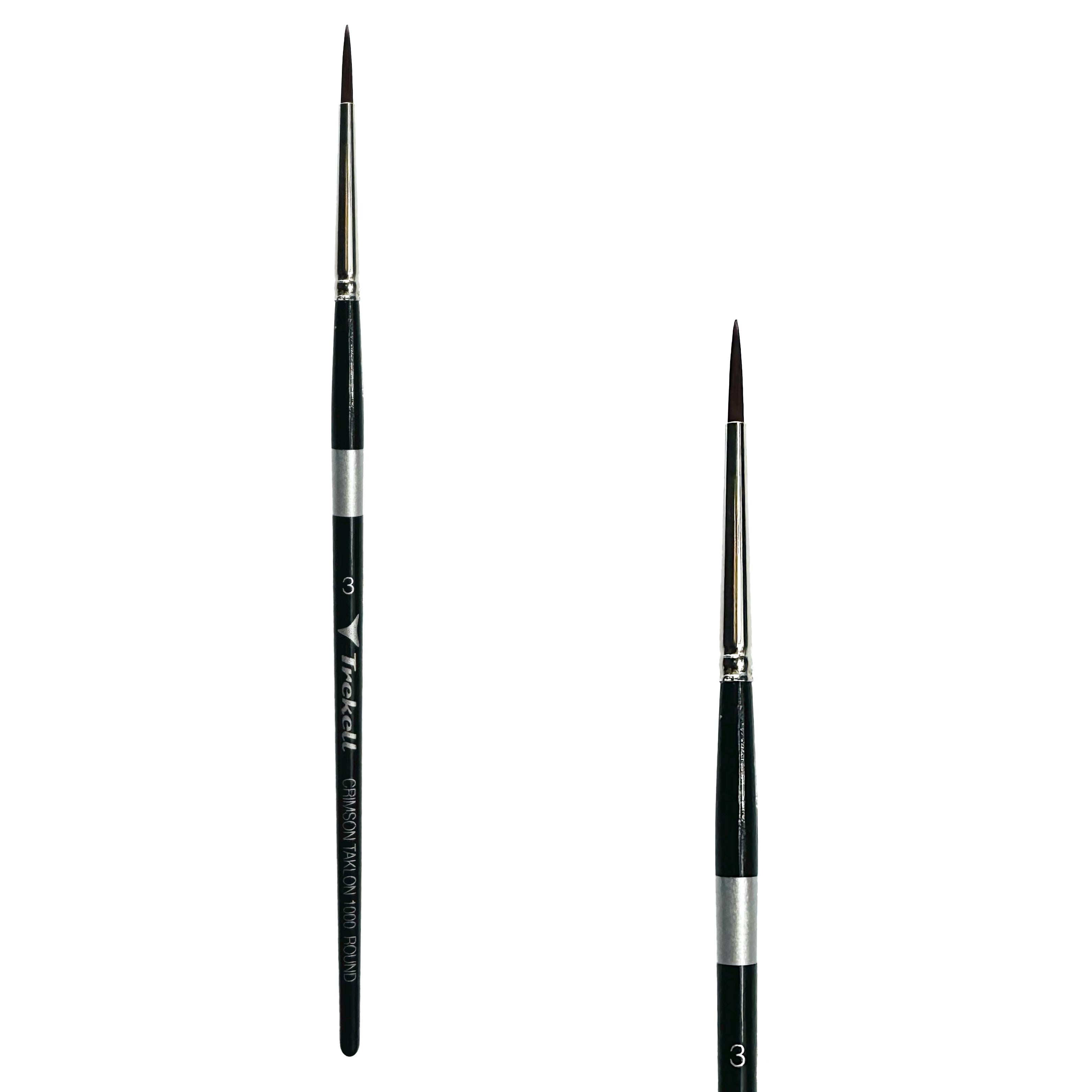 Trekell Crimson Taklon Short Handle Artist Brush - Size #3 Round
