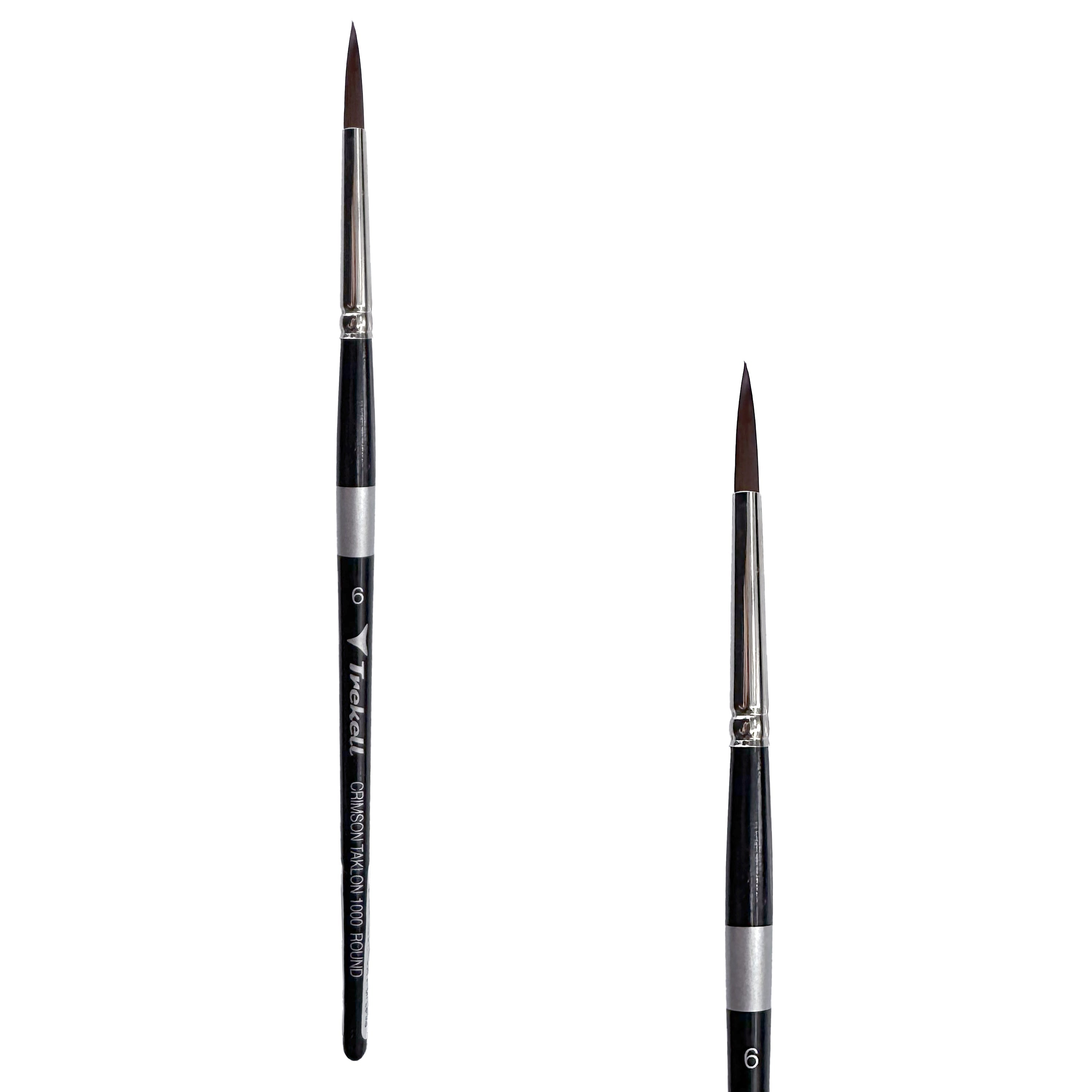 Trekell Crimson Taklon Short Handle Artist Brush - Size #6 Round