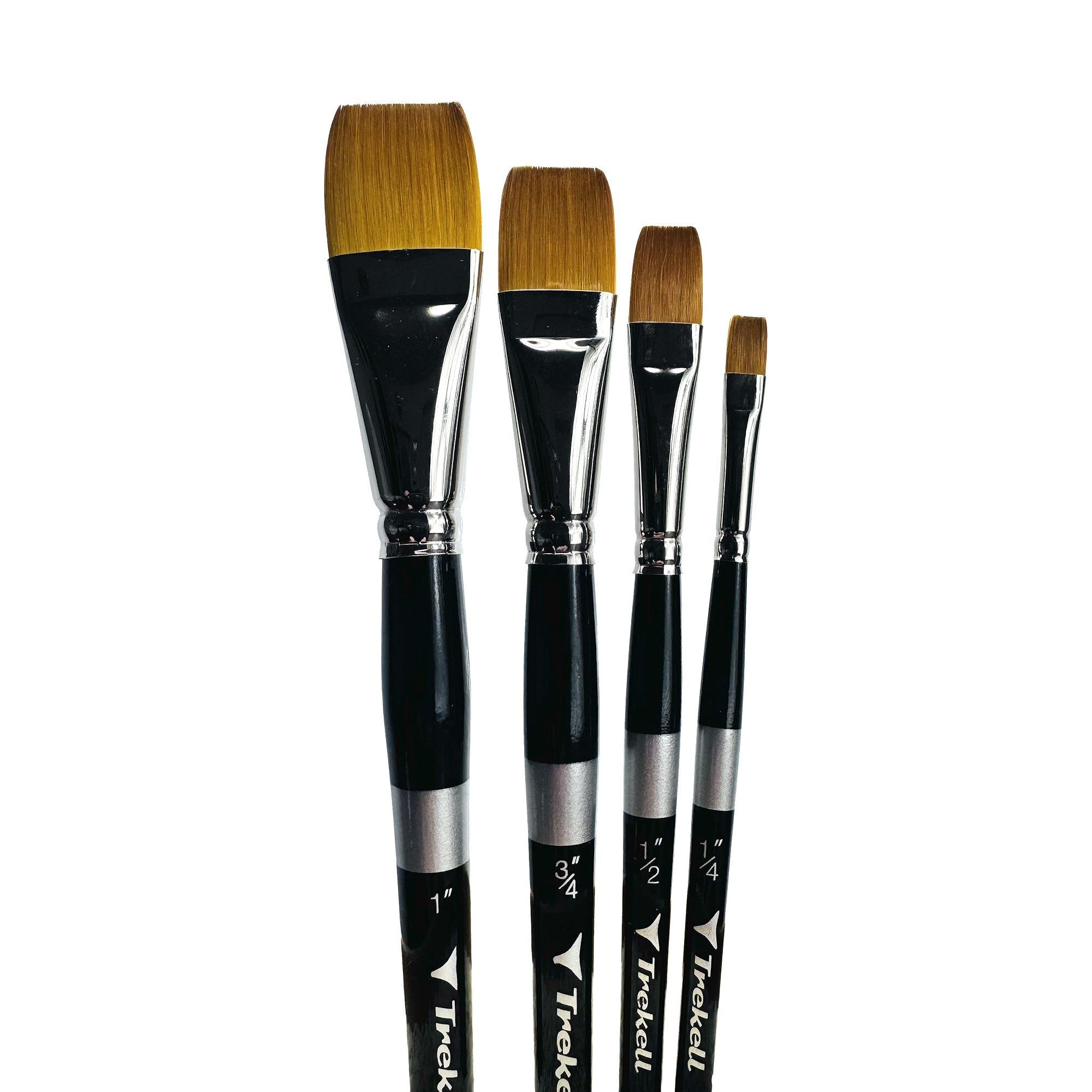Trekell Golden Taklon Short Handle Artist Brush -  Complete Set - Wash