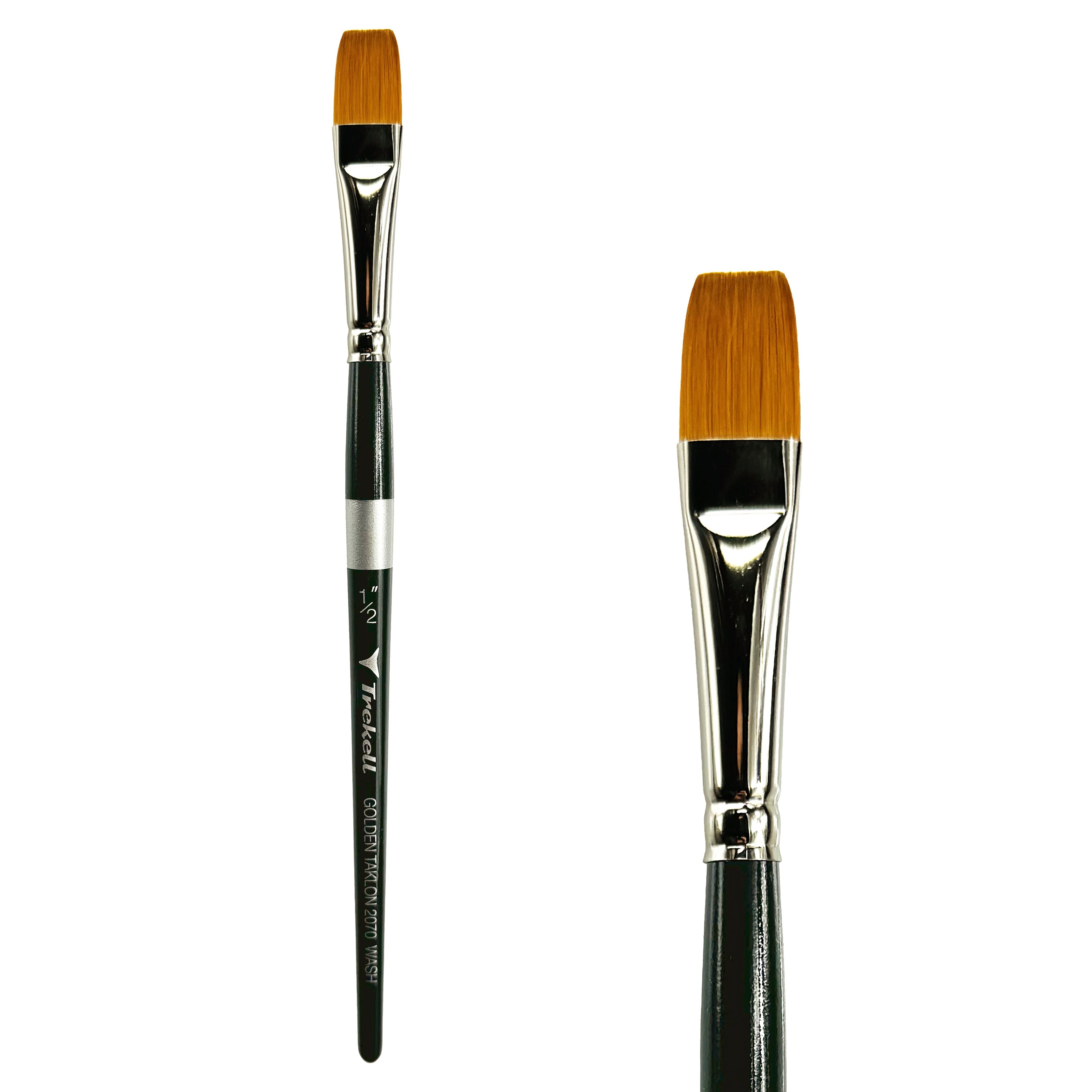 Trekell Golden Taklon Short Handle Artist Brush -  Size 1/2" Wash