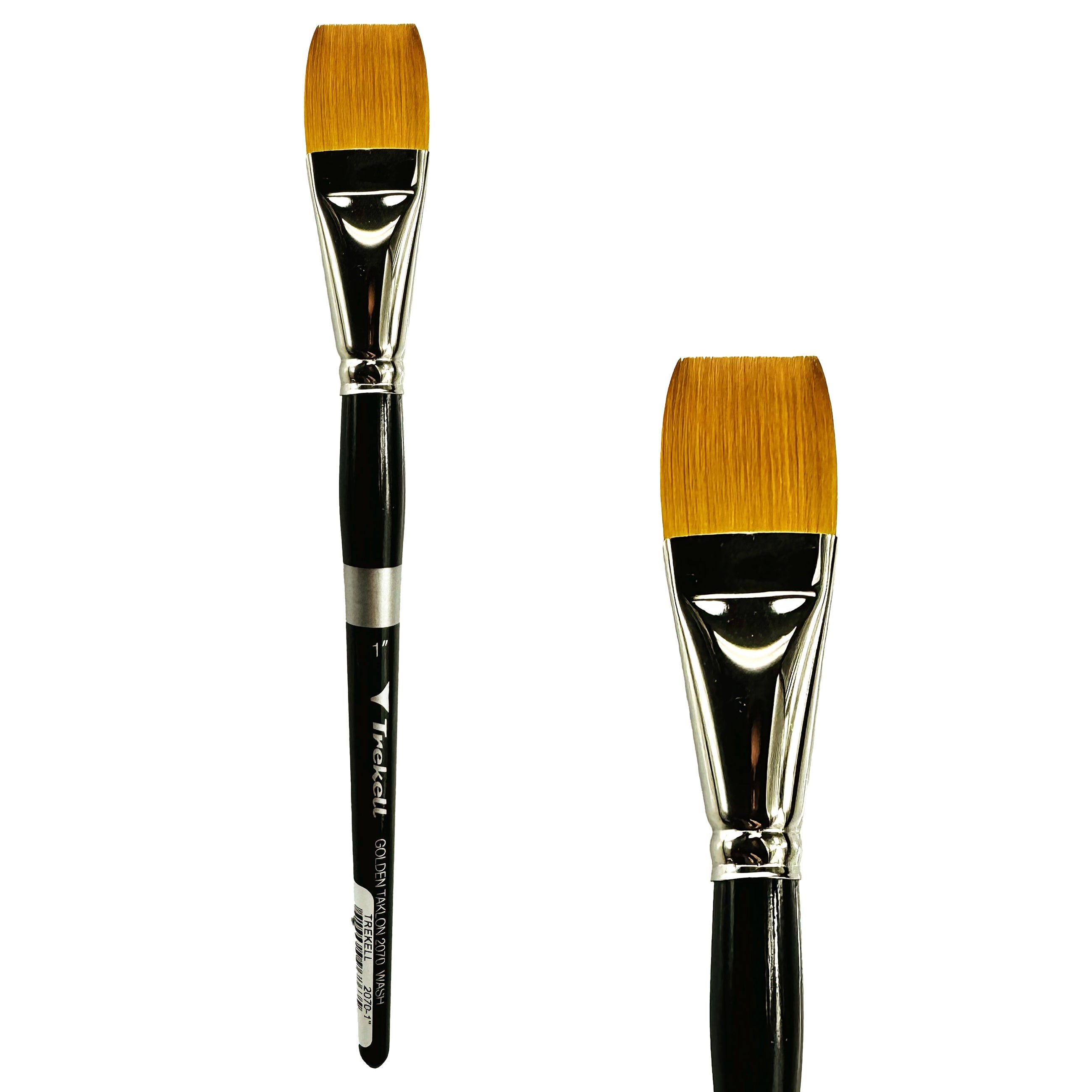 Trekell Golden Taklon Short Handle Artist Brush -  Size 1"  Wash