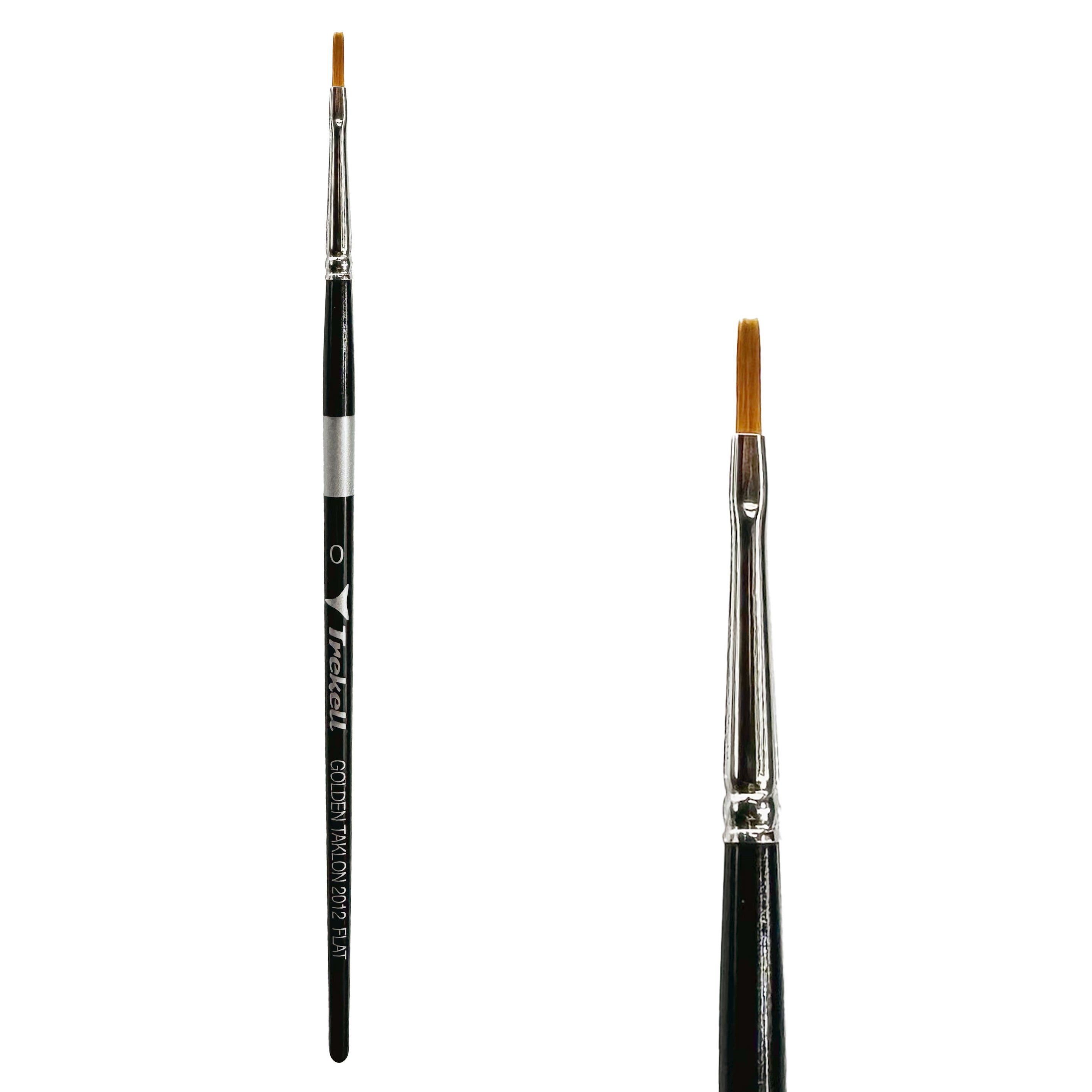 Trekell Golden Taklon Short Handle Artist Brush -  Size #0 Flat