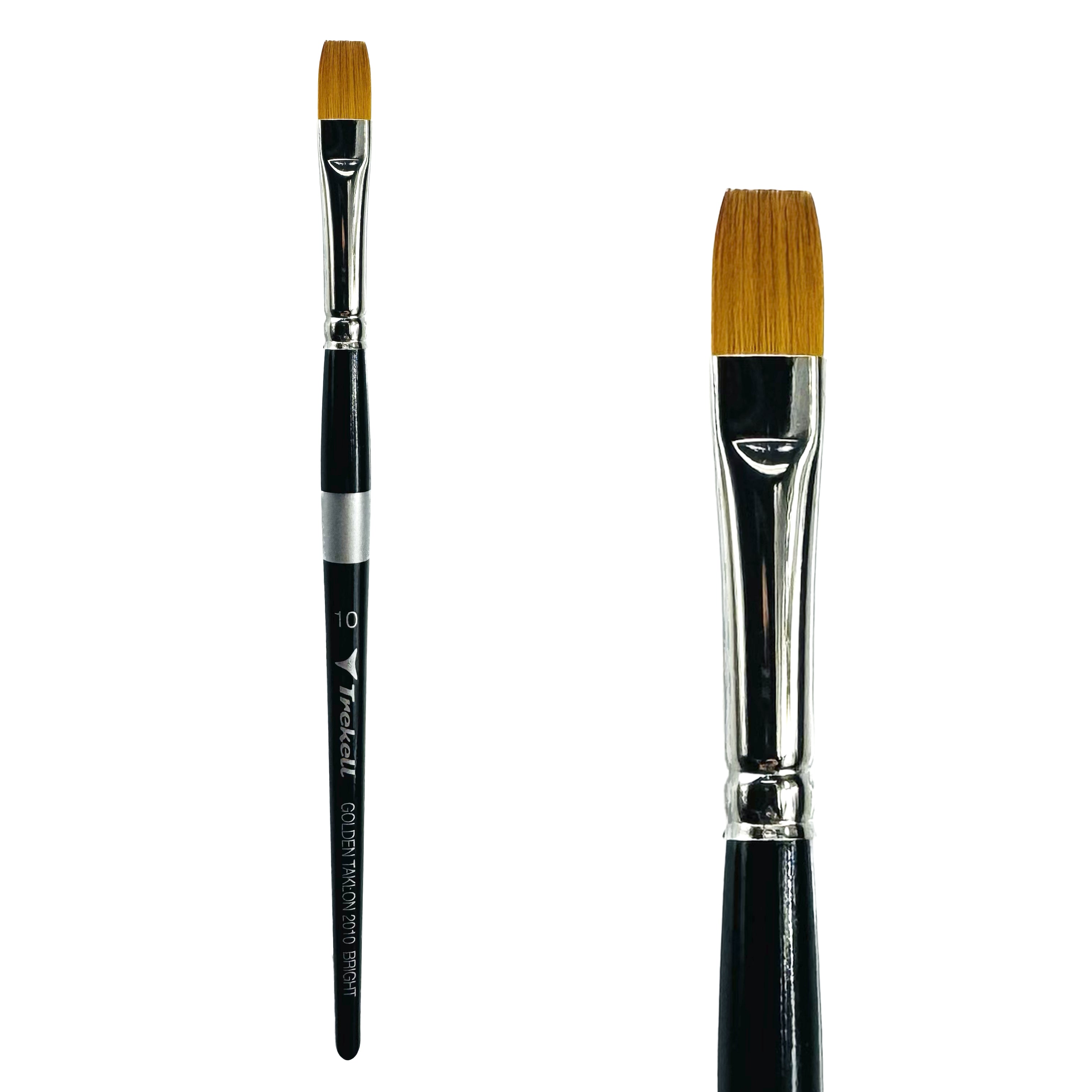 Trekell Golden Taklon Short Handle Artist Brush -  Size #10 Bright
