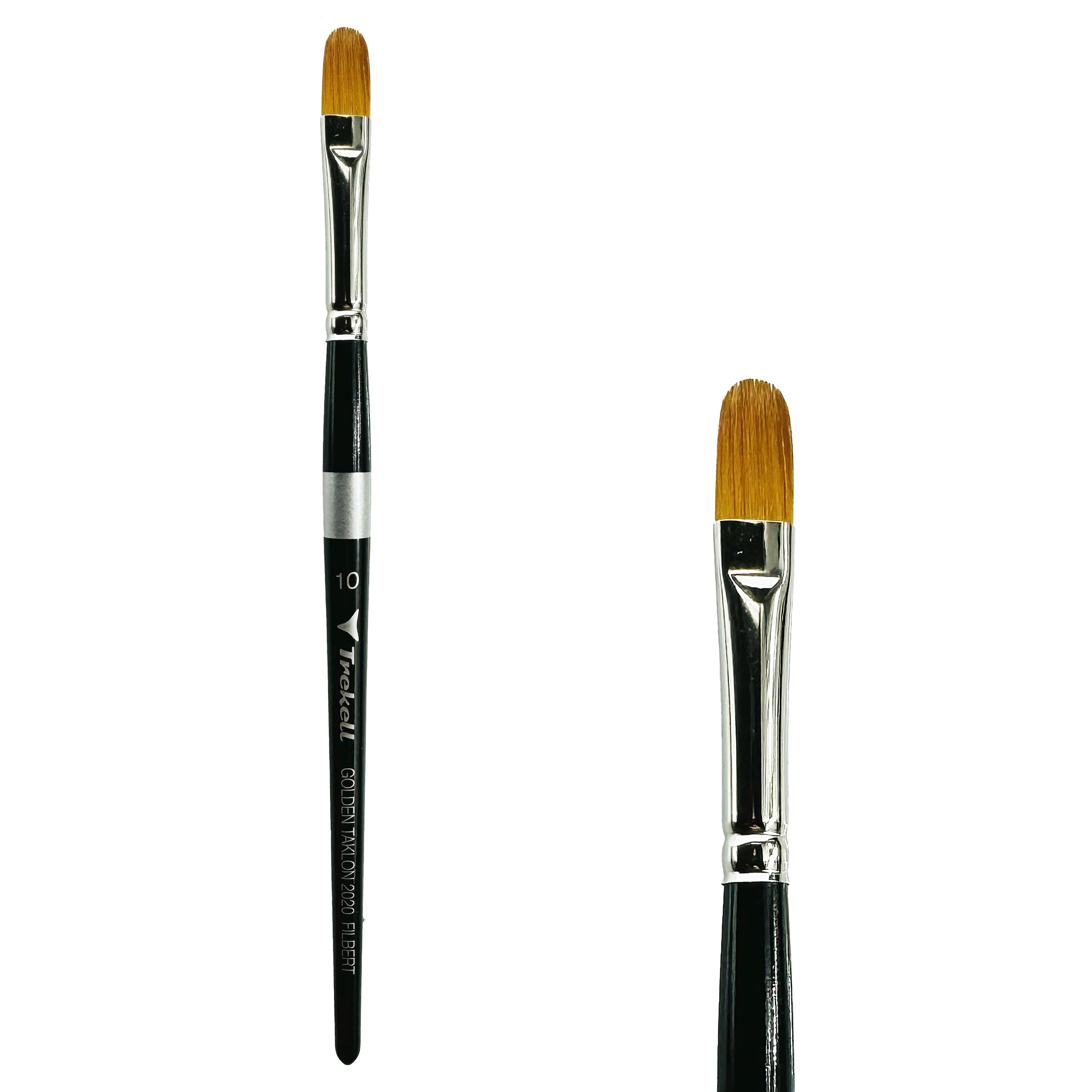 Trekell Golden Taklon Short Handle Artist Brush -  Size #10 Filbert