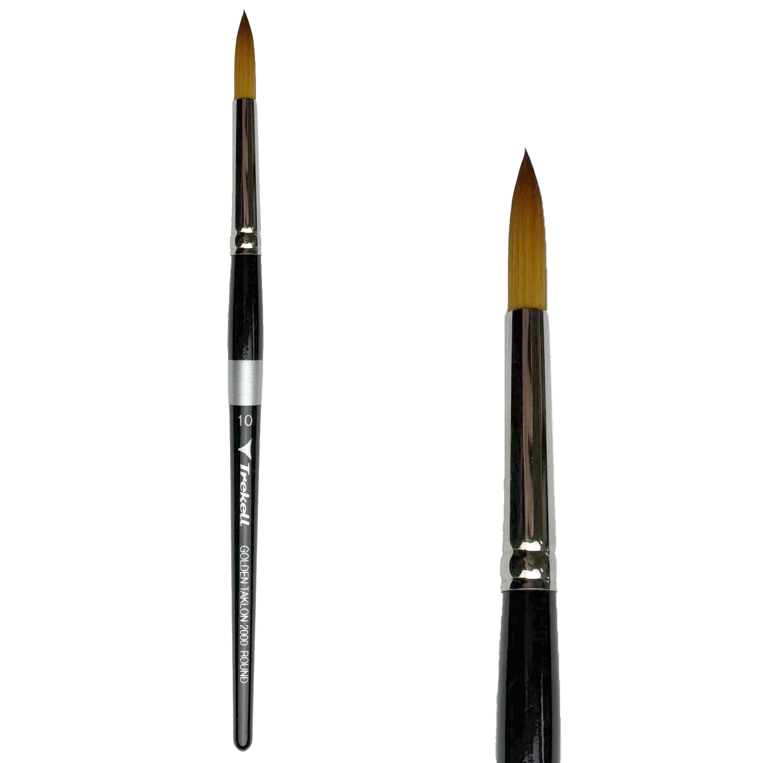 Trekell Golden Taklon Short Handle Artist Brush -  Size #10 Round