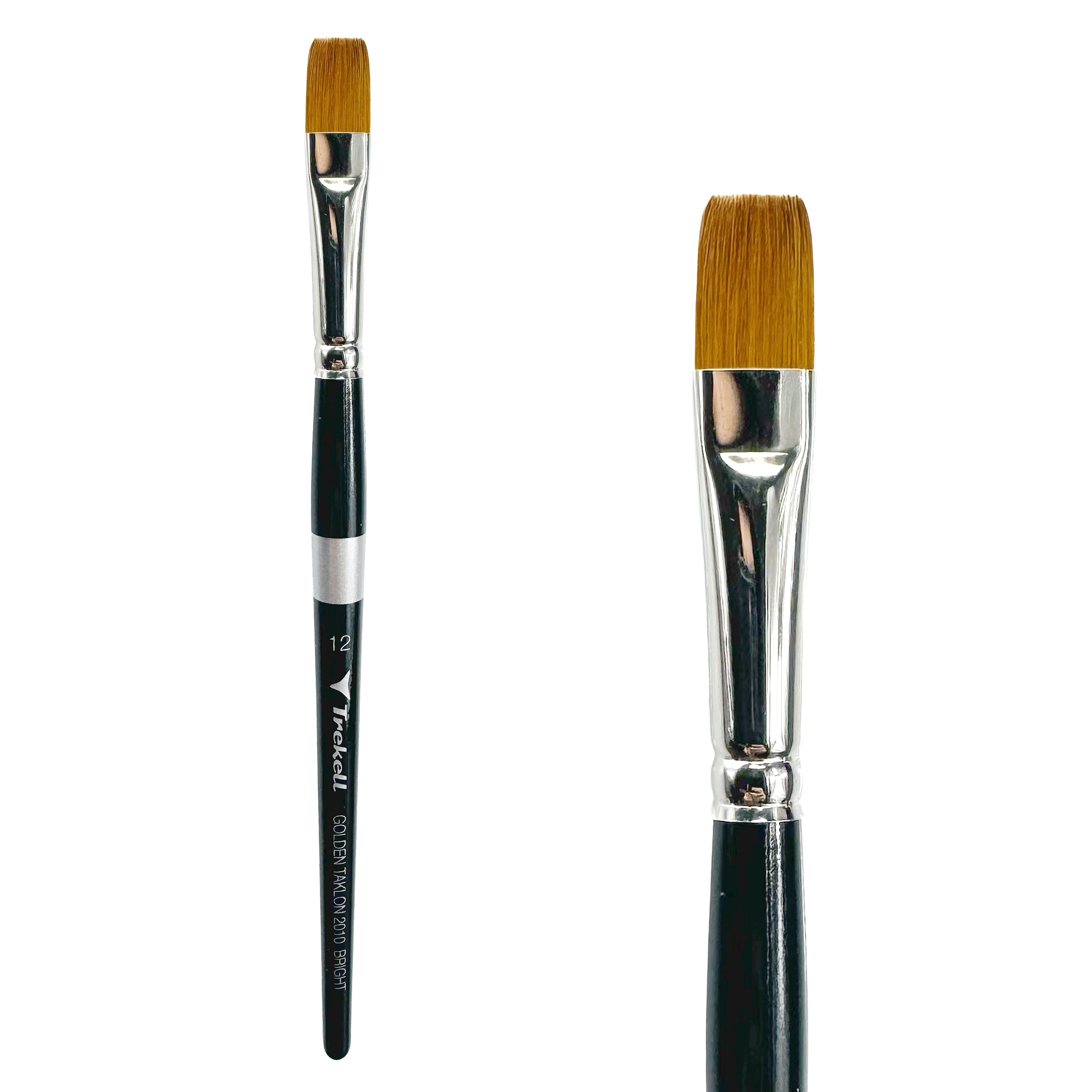 Trekell Golden Taklon Short Handle Artist Brush -  Size #12 Bright