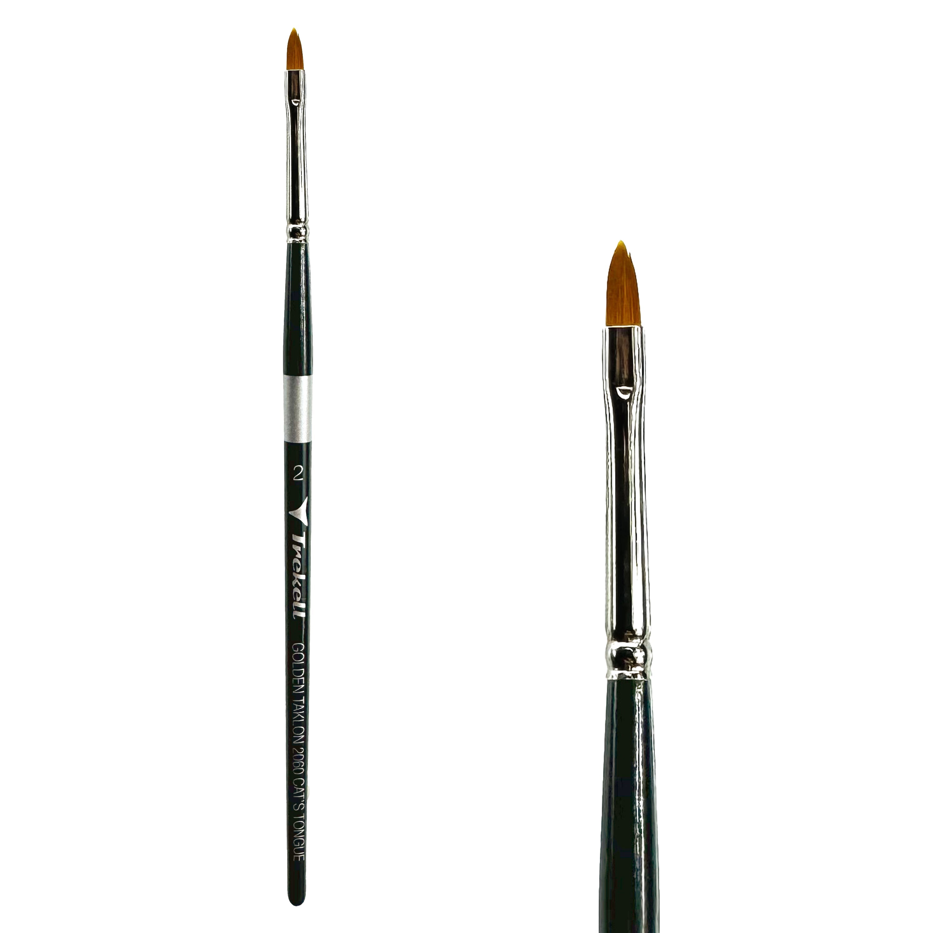 Trekell Golden Taklon Short Handle Artist Brush -  Size #2 Cat's Tongue