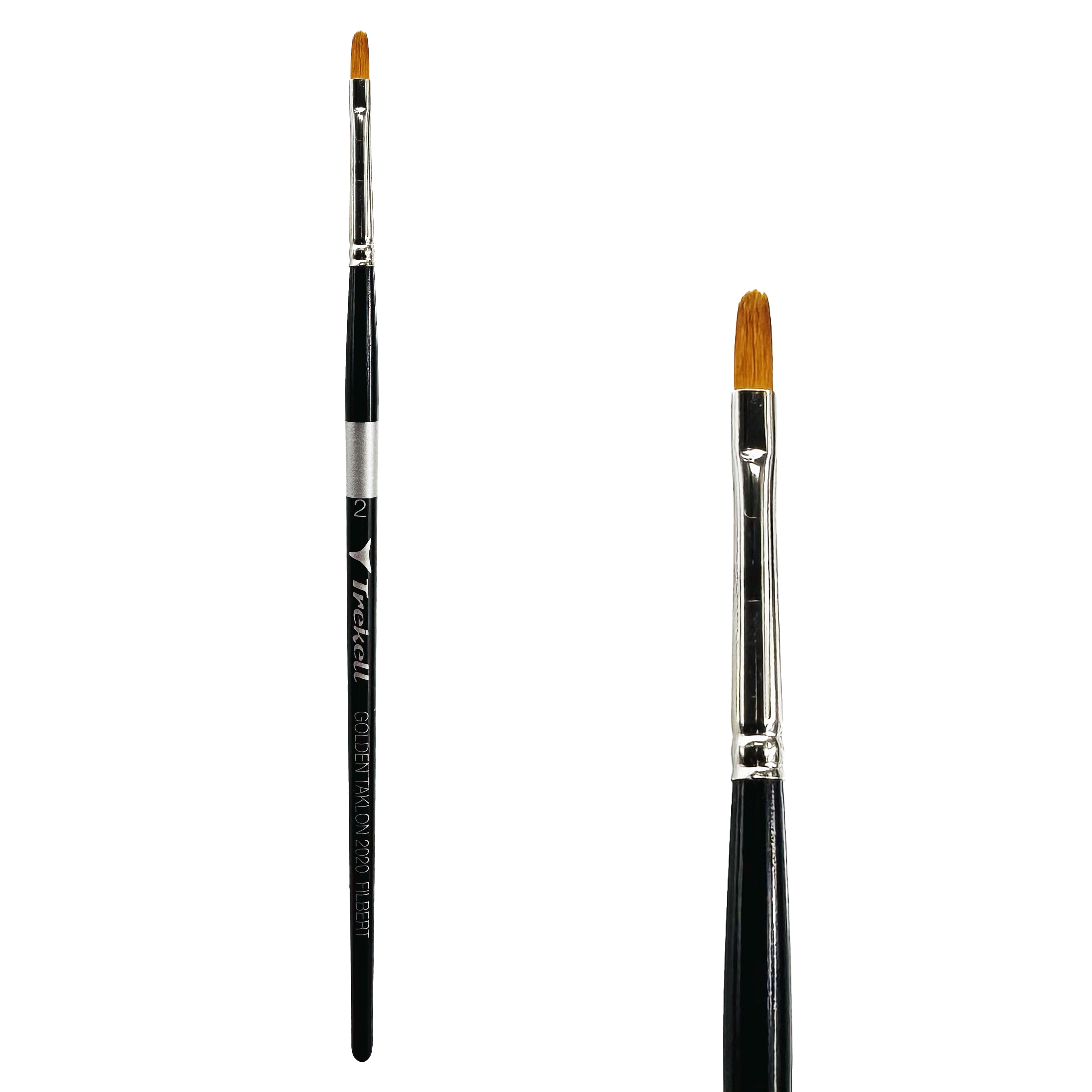 Trekell Golden Taklon Short Handle Artist Brush -  Size #2 Filbert