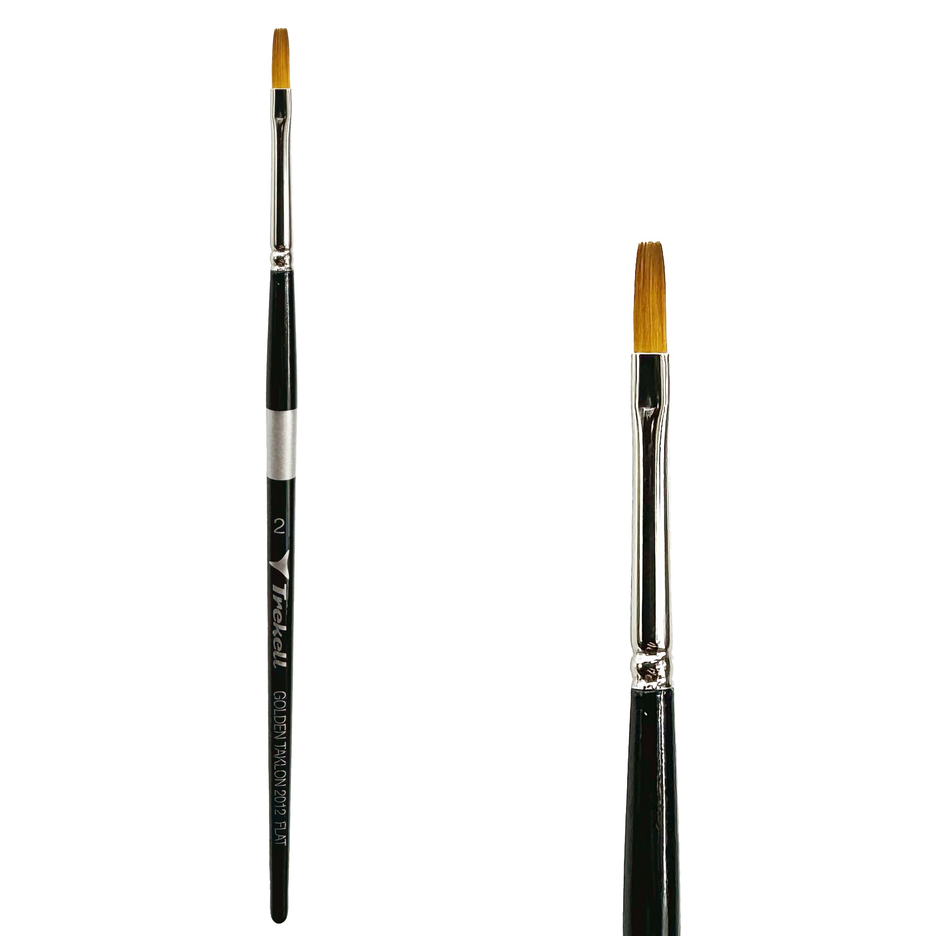 Trekell Golden Taklon Short Handle Artist Brush -  Size #2 Flat
