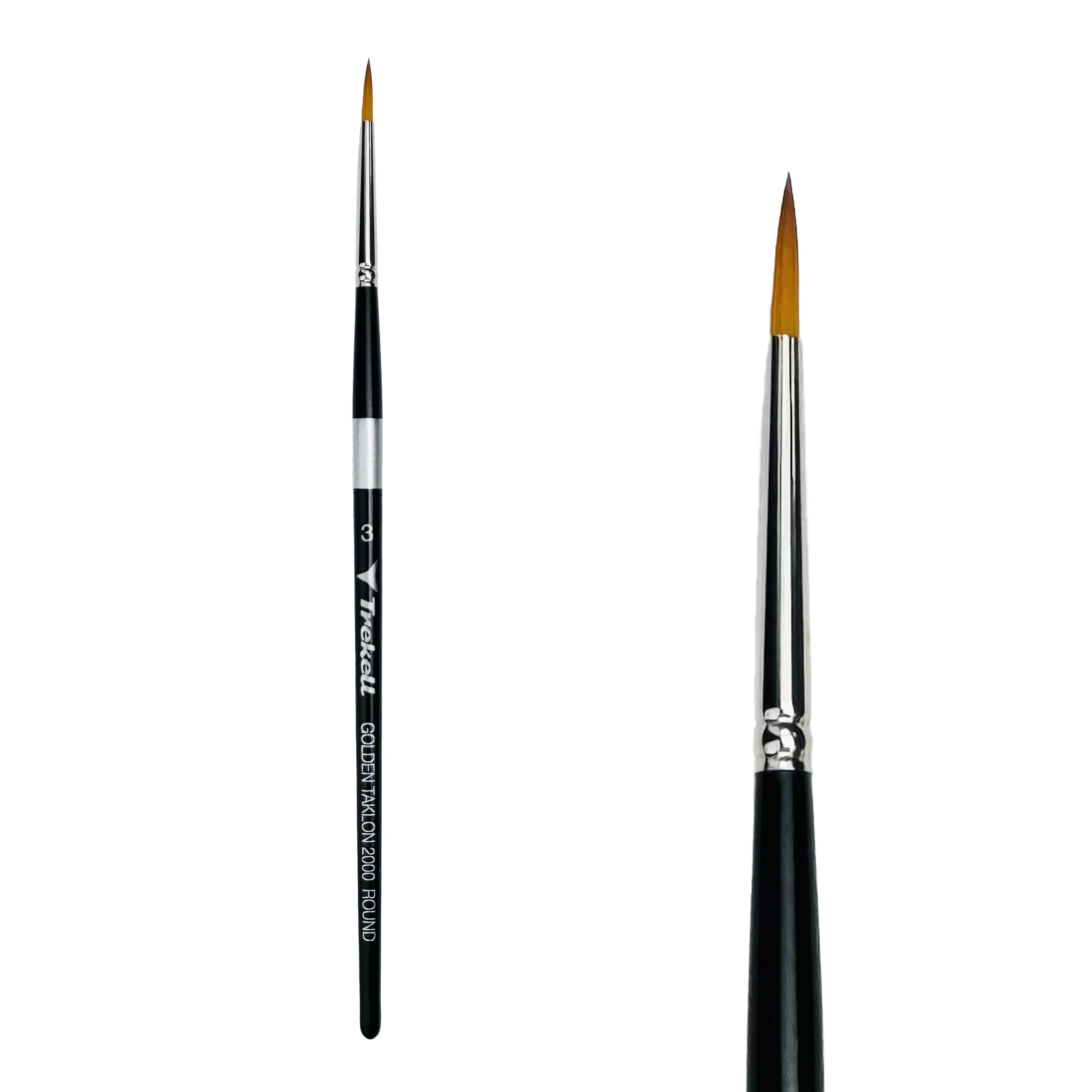 Trekell Golden Taklon Short Handle Artist Brush -  Size #3 Round