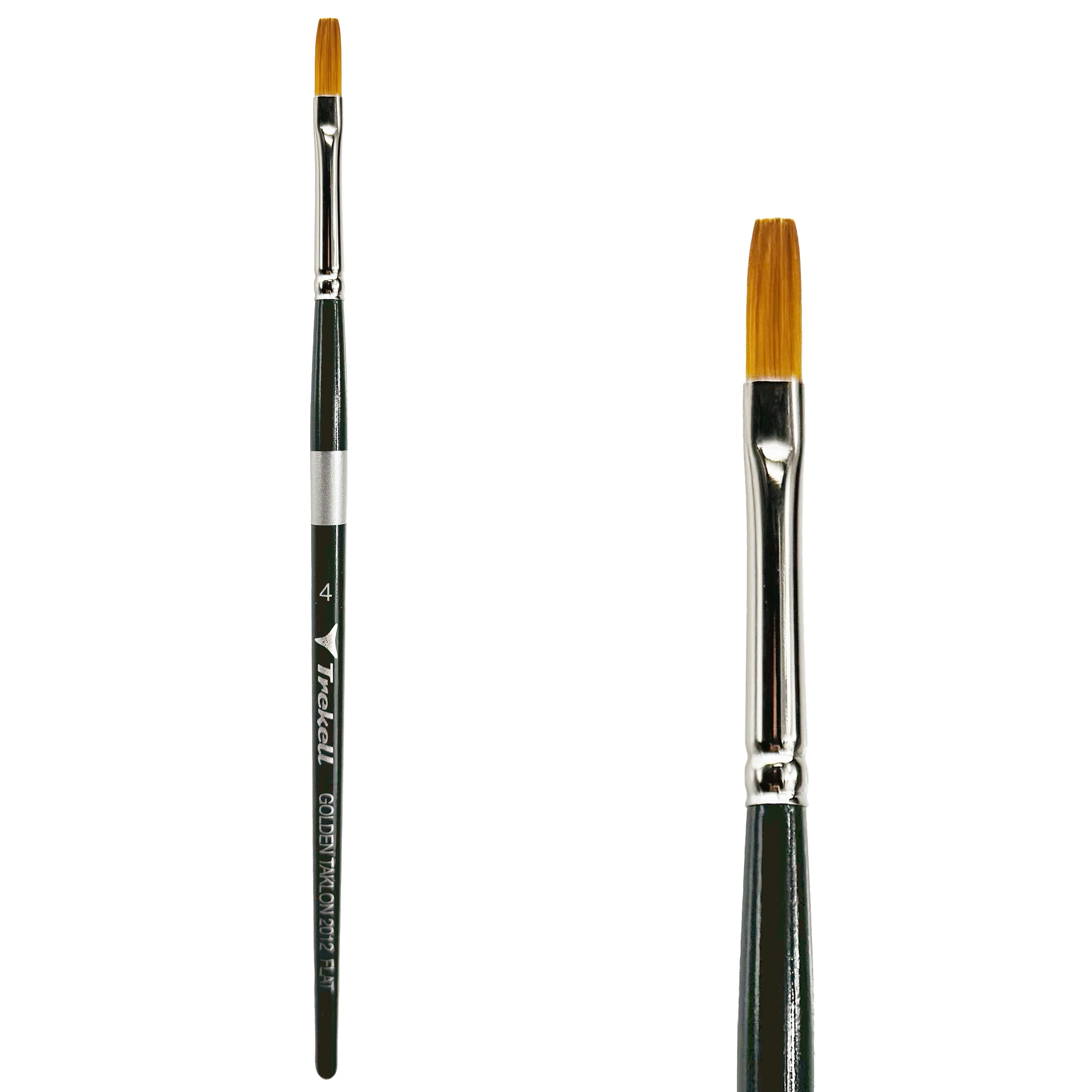 Trekell Golden Taklon Short Handle Artist Brush -  Size #4 Bright