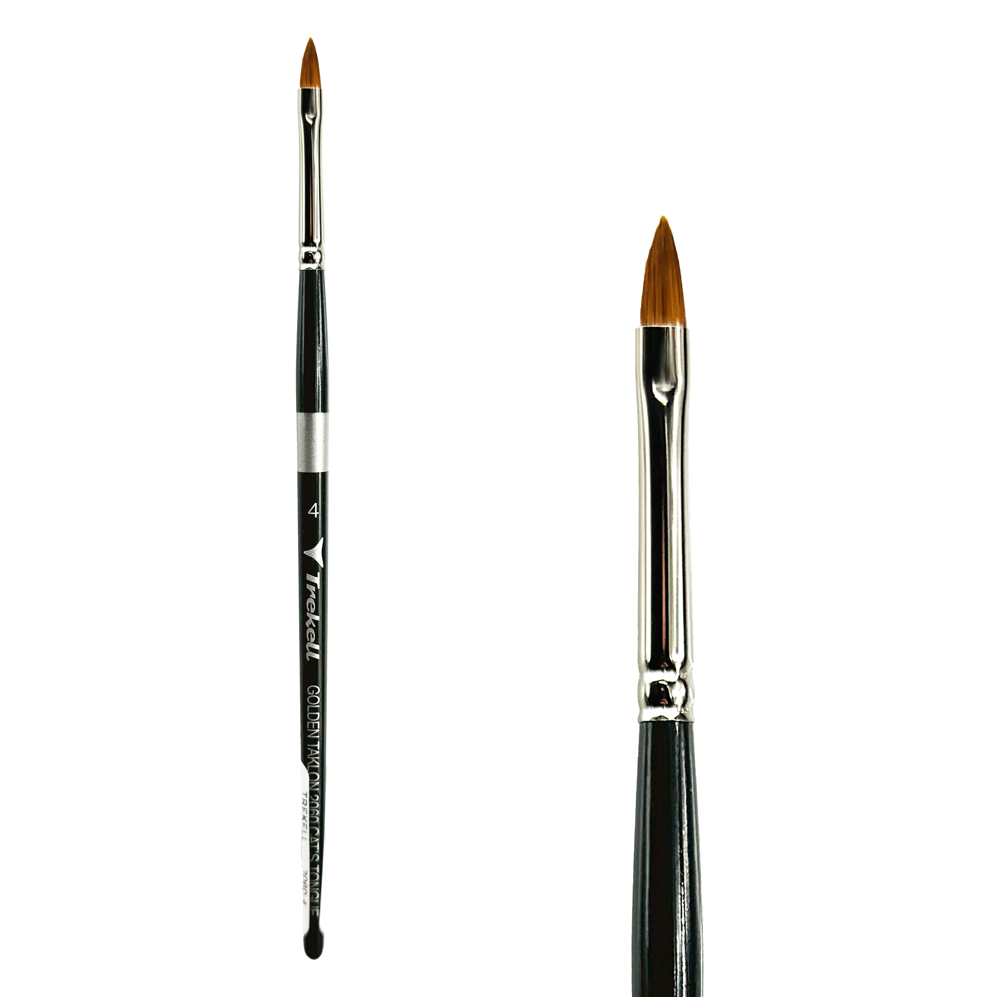 Trekell Golden Taklon Short Handle Artist Brush -  Size #4 Cat's Tongue
