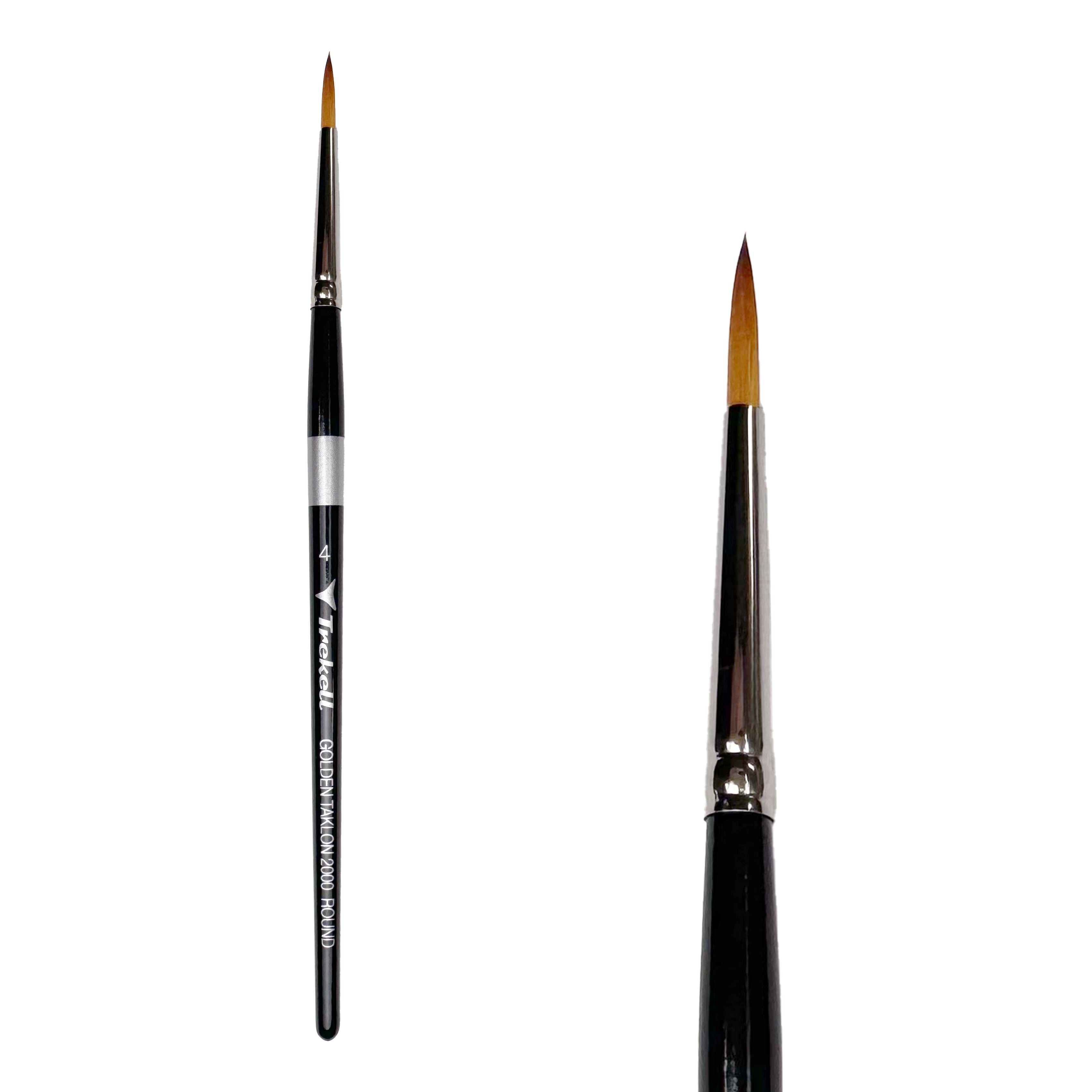 Trekell Golden Taklon Short Handle Artist Brush -  Size #4 Round