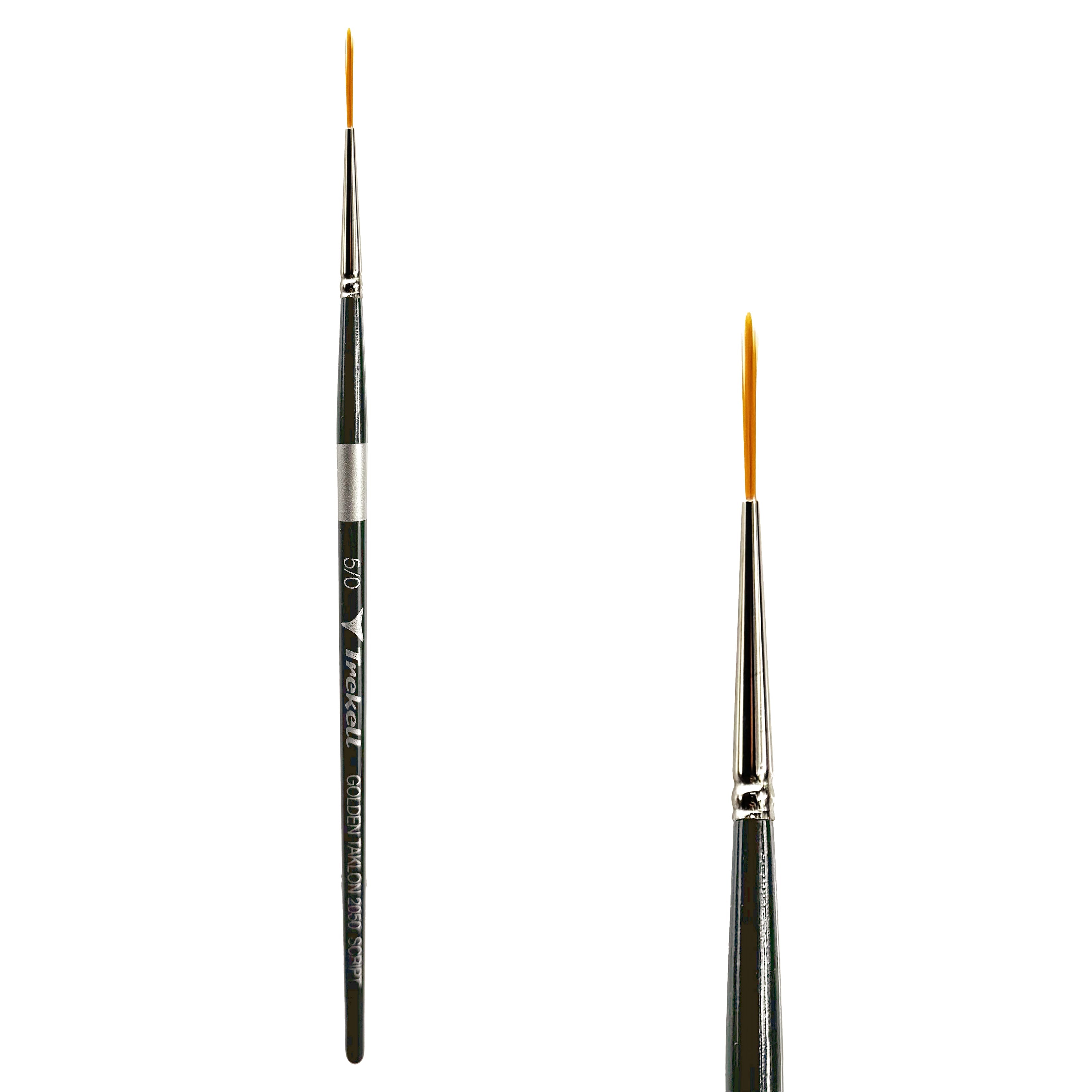 Trekell Golden Taklon Short Handle Artist Brush -  Size #5/0 Script/Rigger