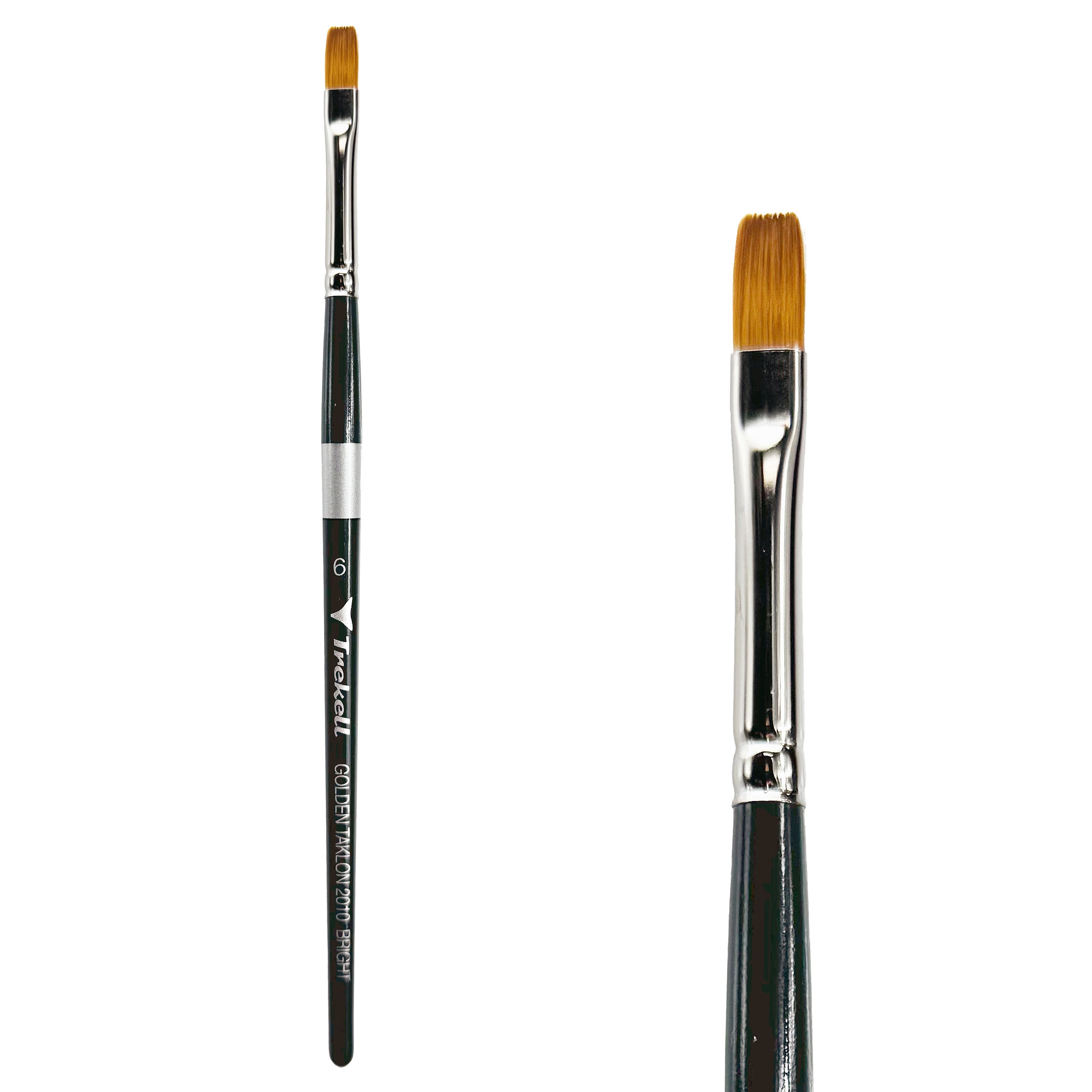 Trekell Golden Taklon Short Handle Artist Brush -  Size #6 Bright
