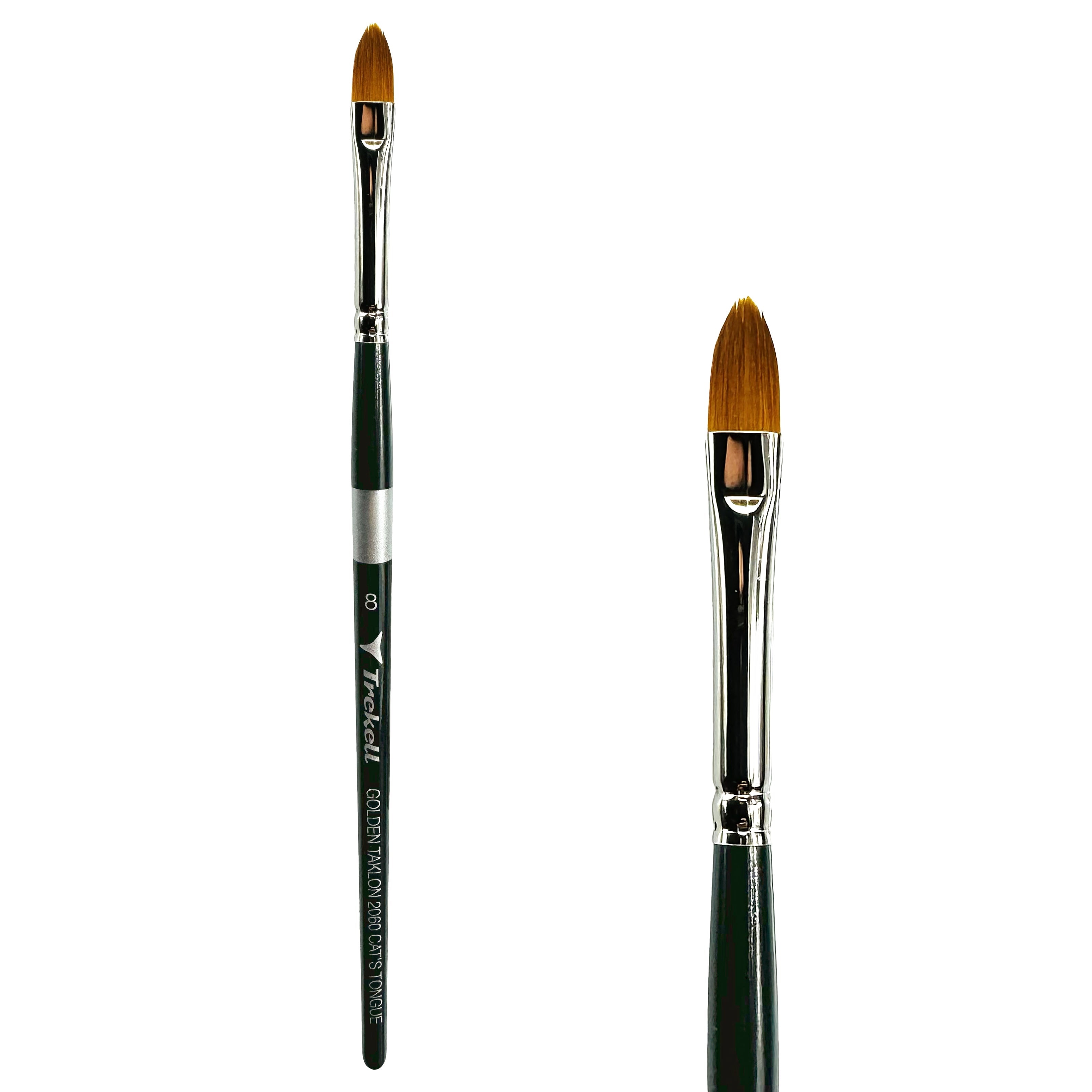 Trekell Golden Taklon Short Handle Artist Brush -  Size #8 Cat's Tongue