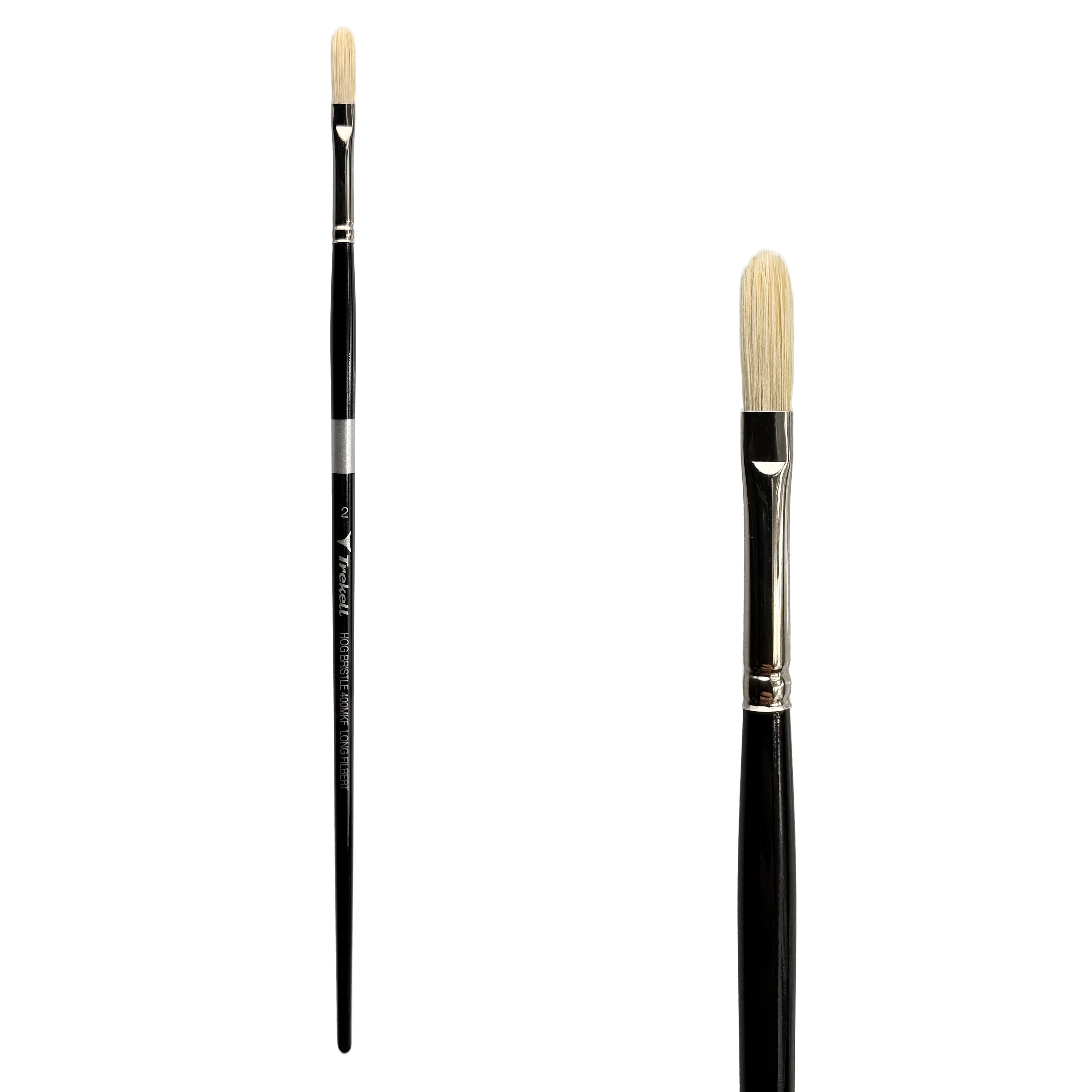 Trekell Hog Bristle Long Handle Artist Brush - Size #2 Long Filbert