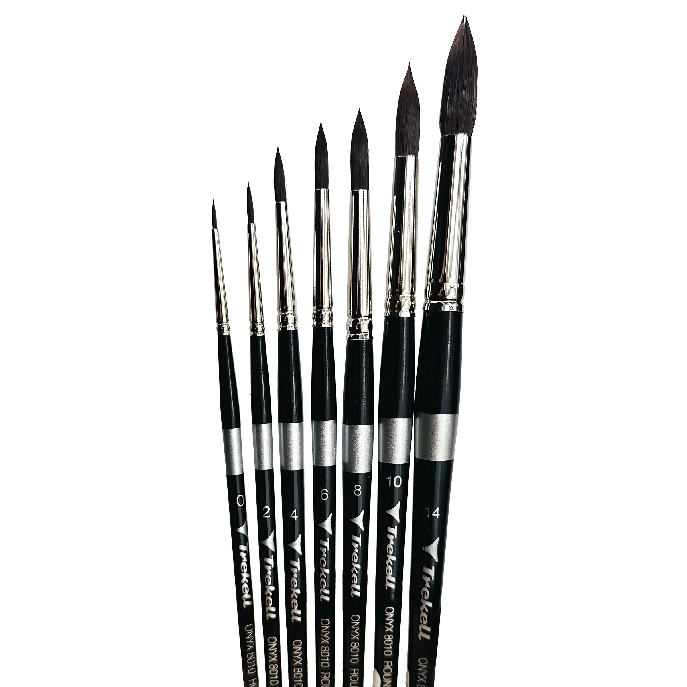 Trekell Onyx Synthetic Squirrel Short Handle Artist Brush - Complete Brush Set -  Round