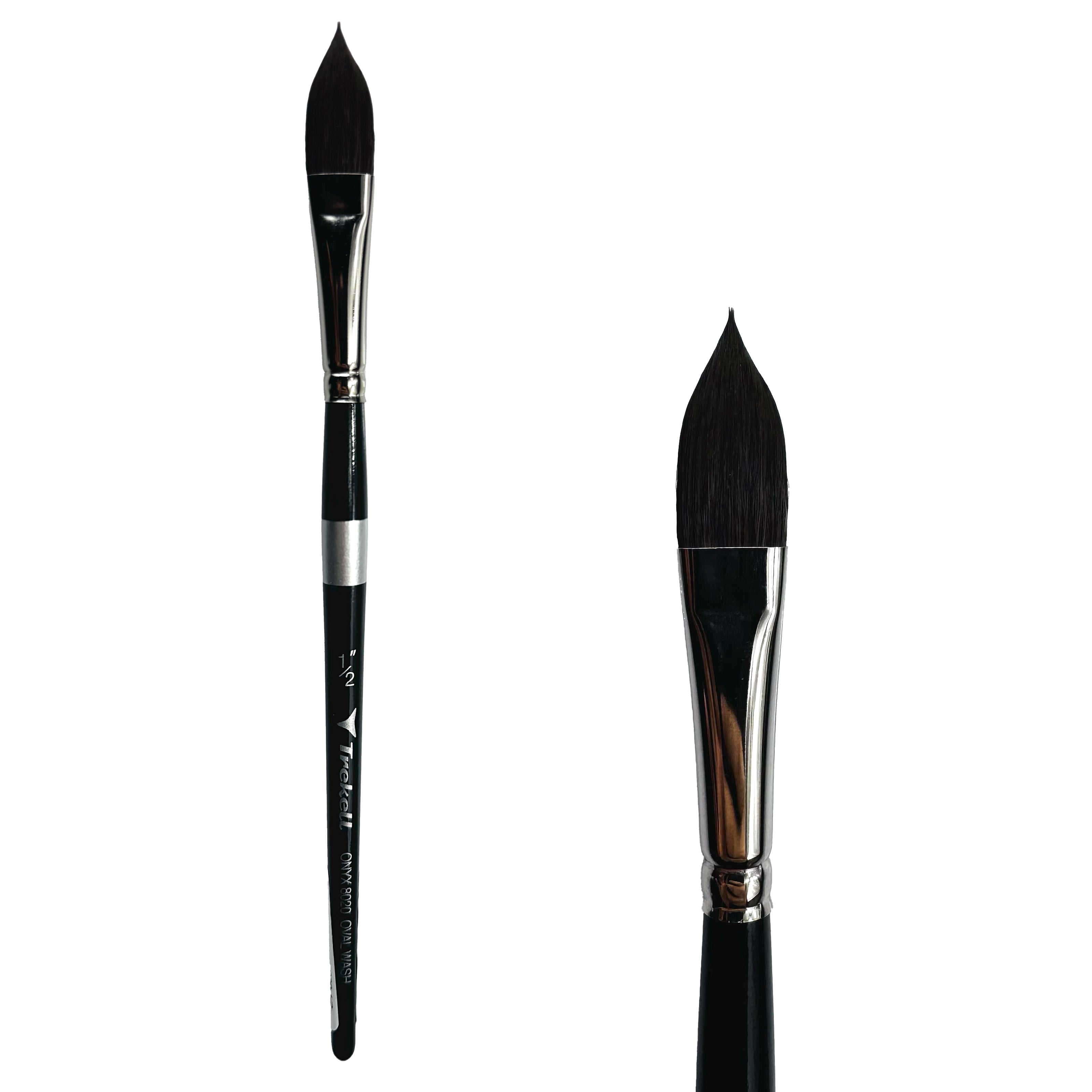 Trekell Onyx Synthetic Squirrel Short Handle Artist Brush - Size 1/2" Oval Wash