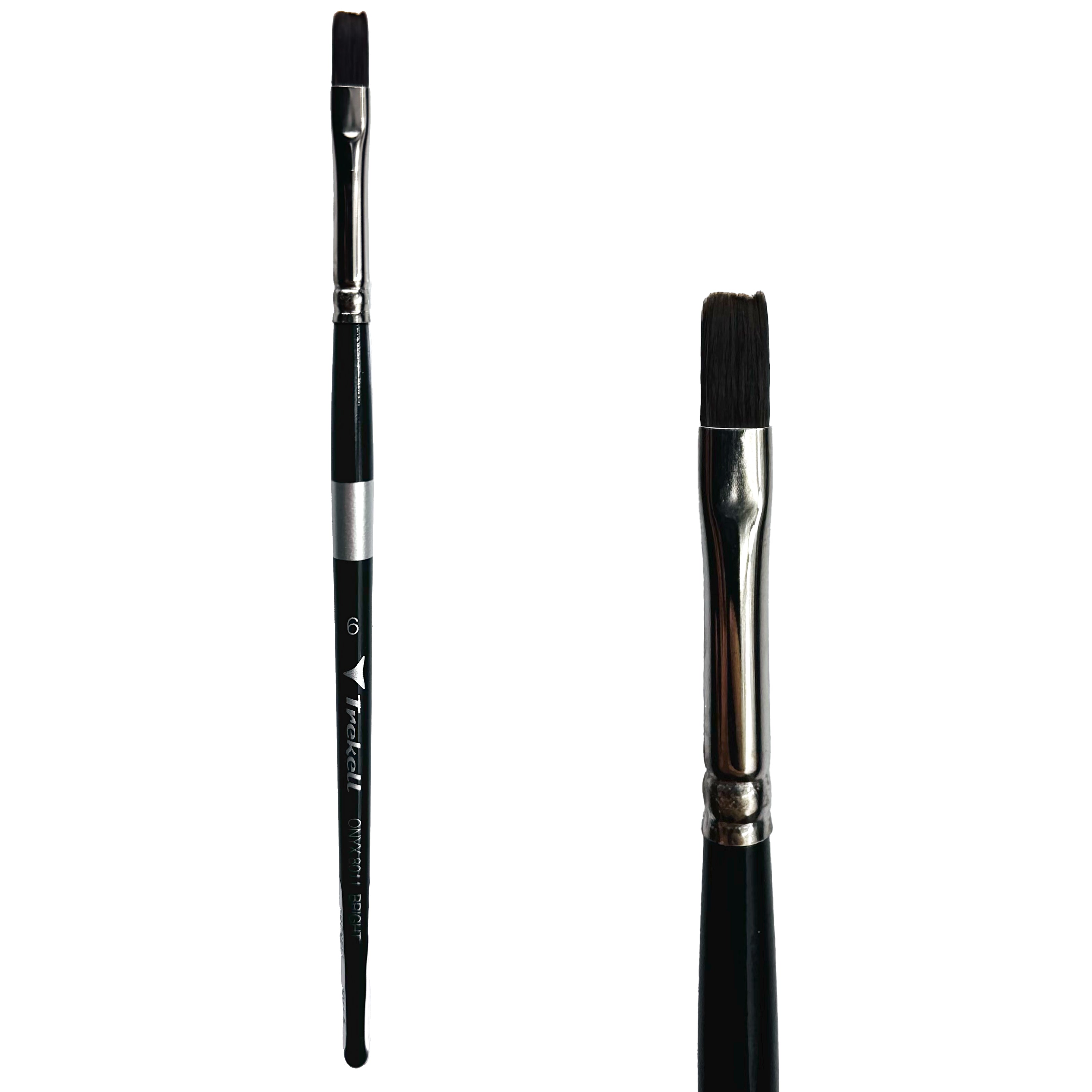 Trekell Onyx Synthetic Squirrel Short Handle Artist Brush - Size #6 Bright