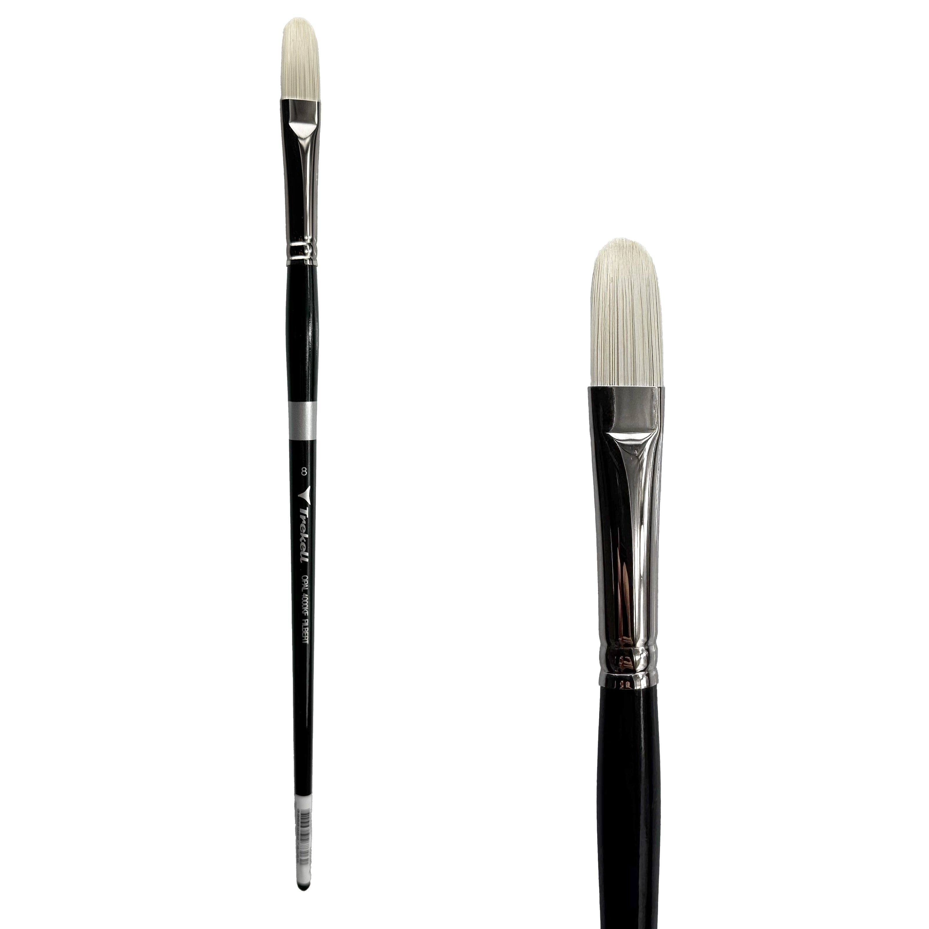 Trekell Opal Synthetic Hog Bristle Short Handle Artist Brush - Size #8 Filbert