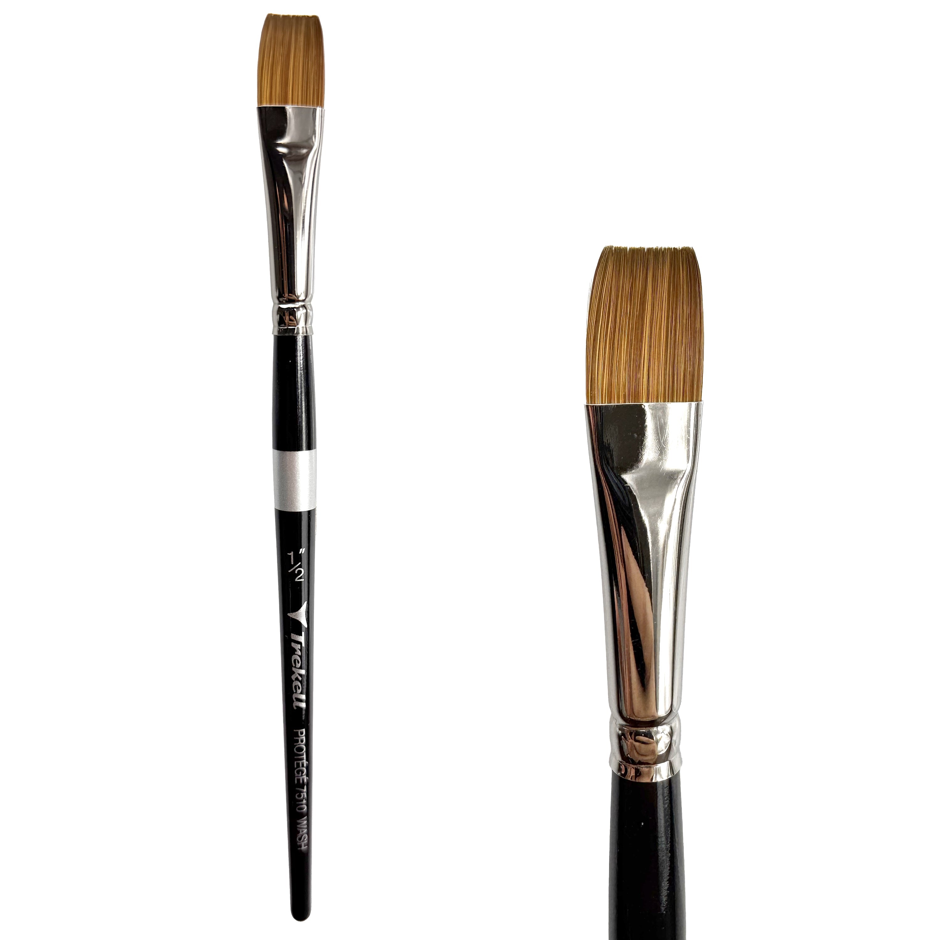 Trekell Protégé Synthetic Kolinsky Short Handle Artist Brush - Size 1/2" Wash