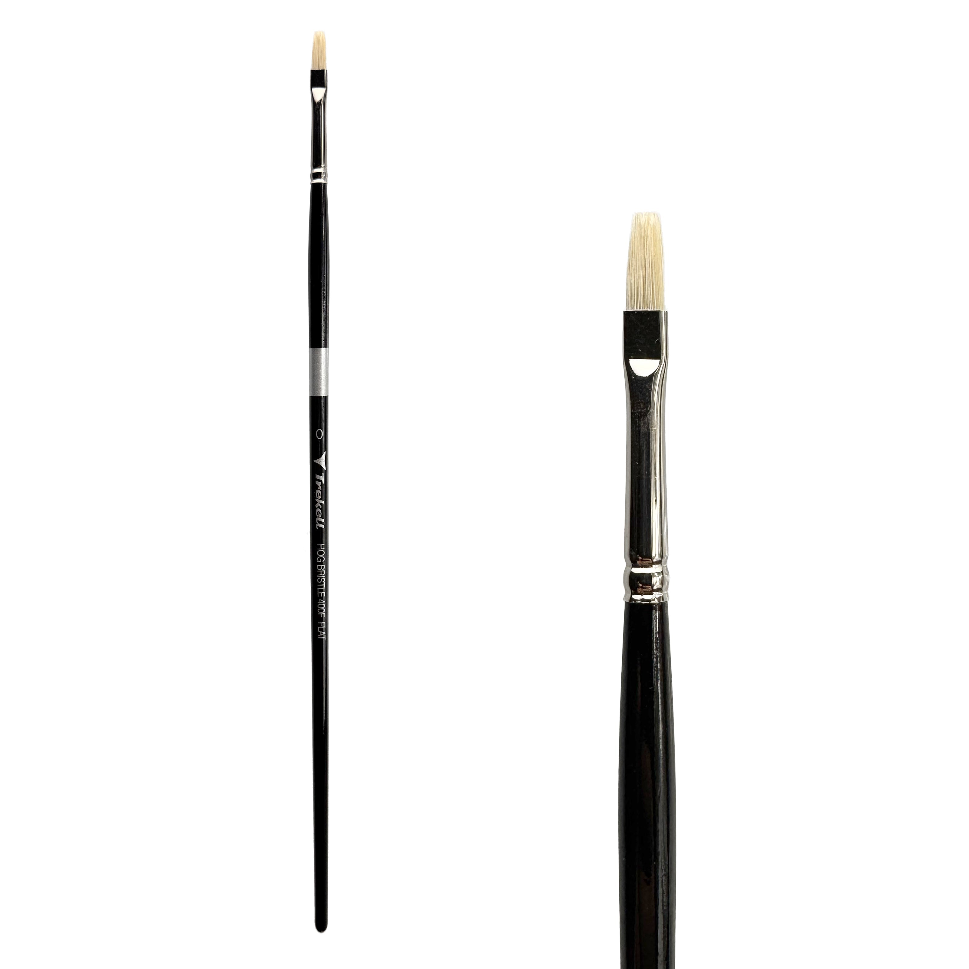 Trekell Hog Bristle Long Handle Artist Brush - Size #0 Flat