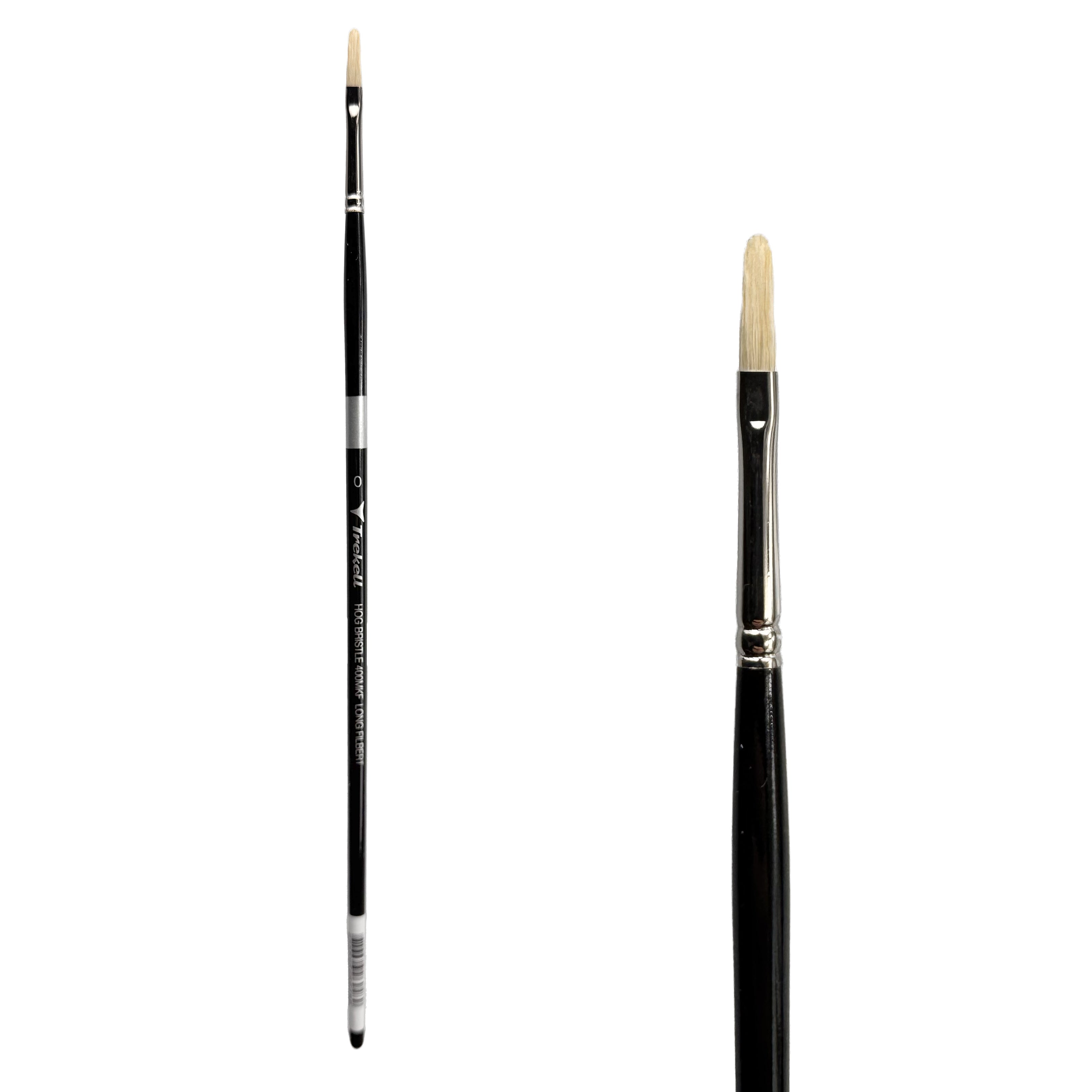 Trekell Hog Bristle Long Handle Artist Brush - Size #0 Long Filbert