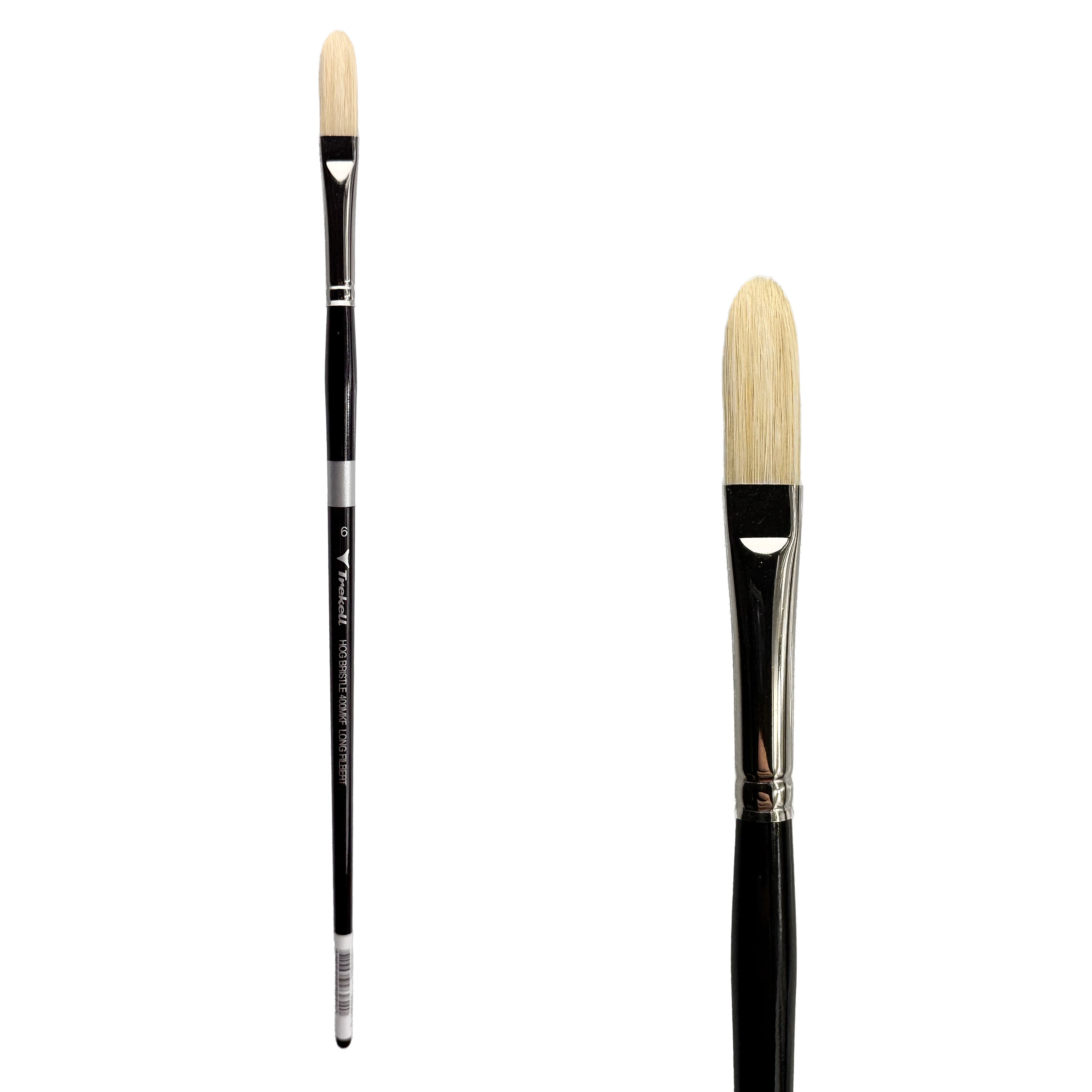 Trekell Hog Bristle Long Handle Artist Brush - Size #6 Long Filbert