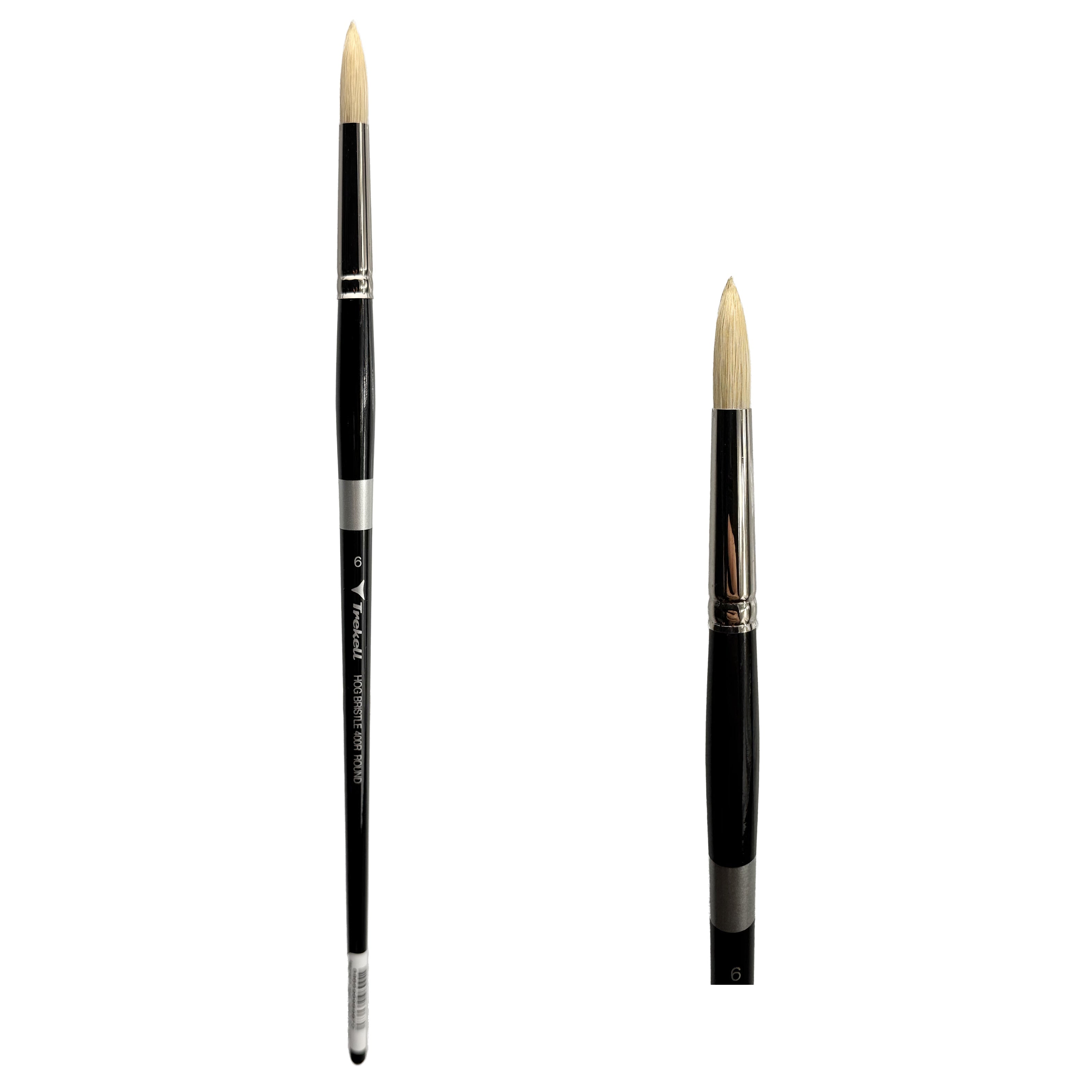 Trekell Hog Bristle Long Handle Artist Brush - Size #6 Round