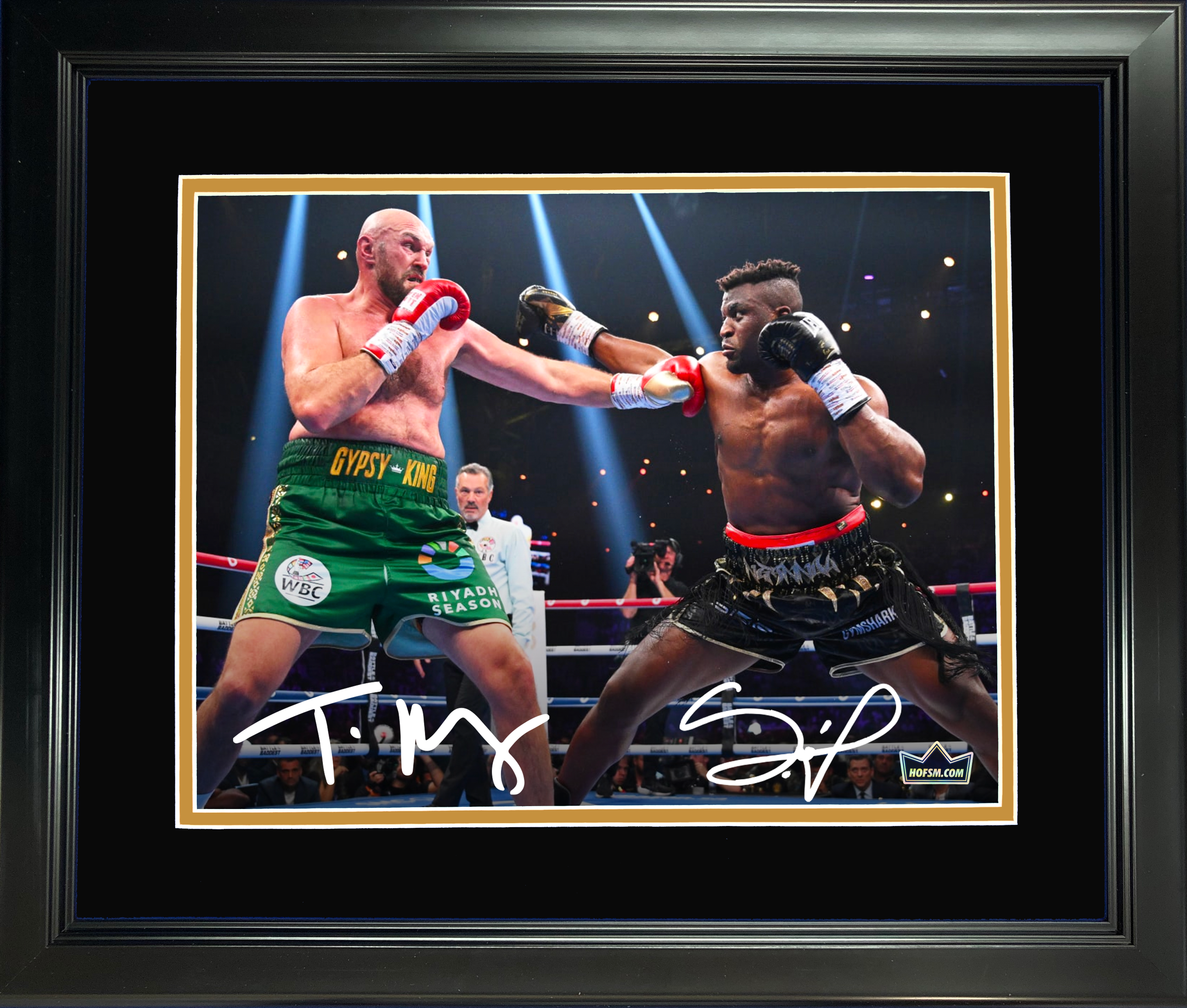 Framed Tyson Fury vs Francis Ngannou Facsimile Laser Engraved Signature Auto 11"x14" Boxing Photo HOFSM Holo