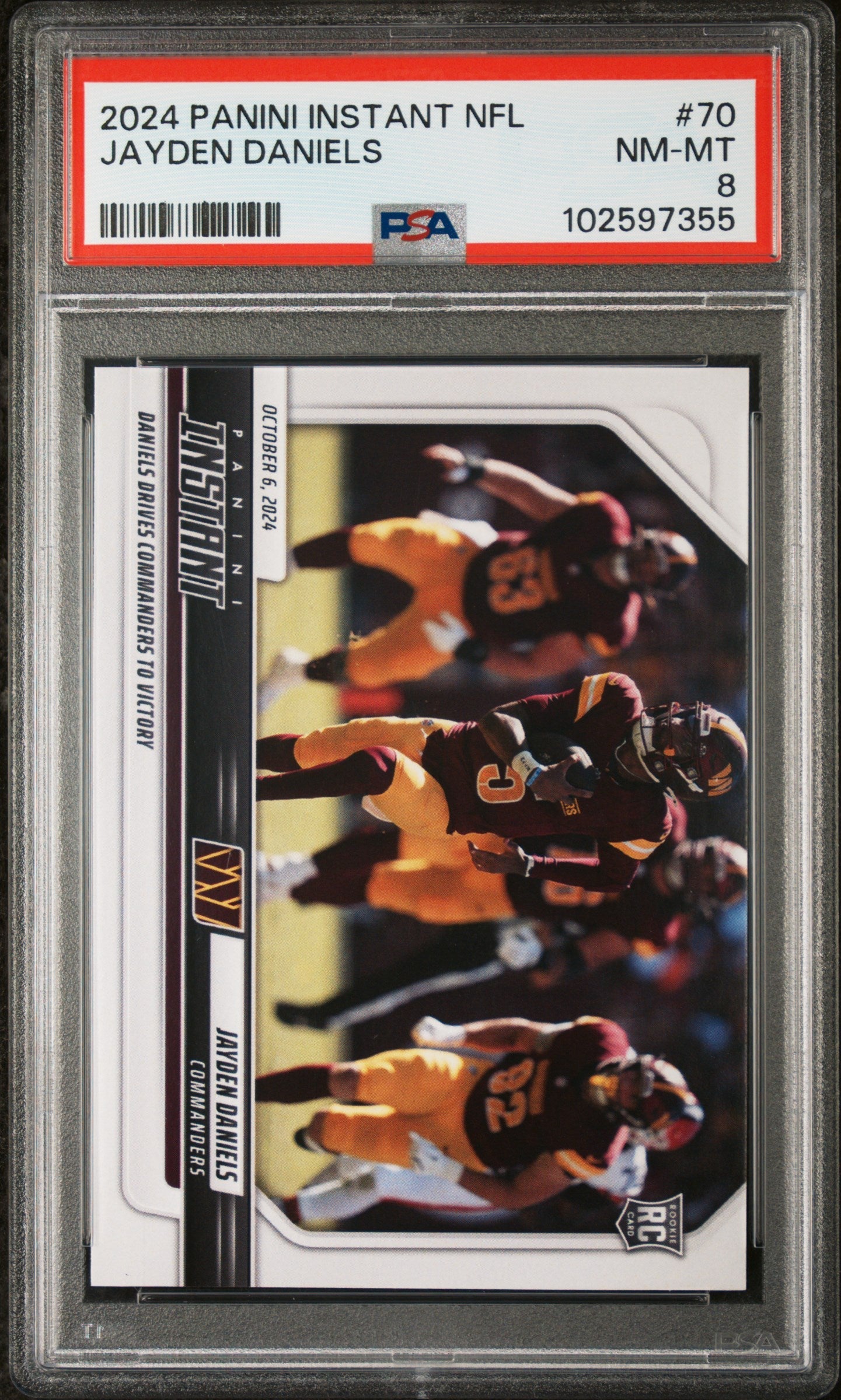 Graded 2024 Panini Instant NFL Jayden Daniels #70 Rookie RC Football Card PSA 8 Near Mint