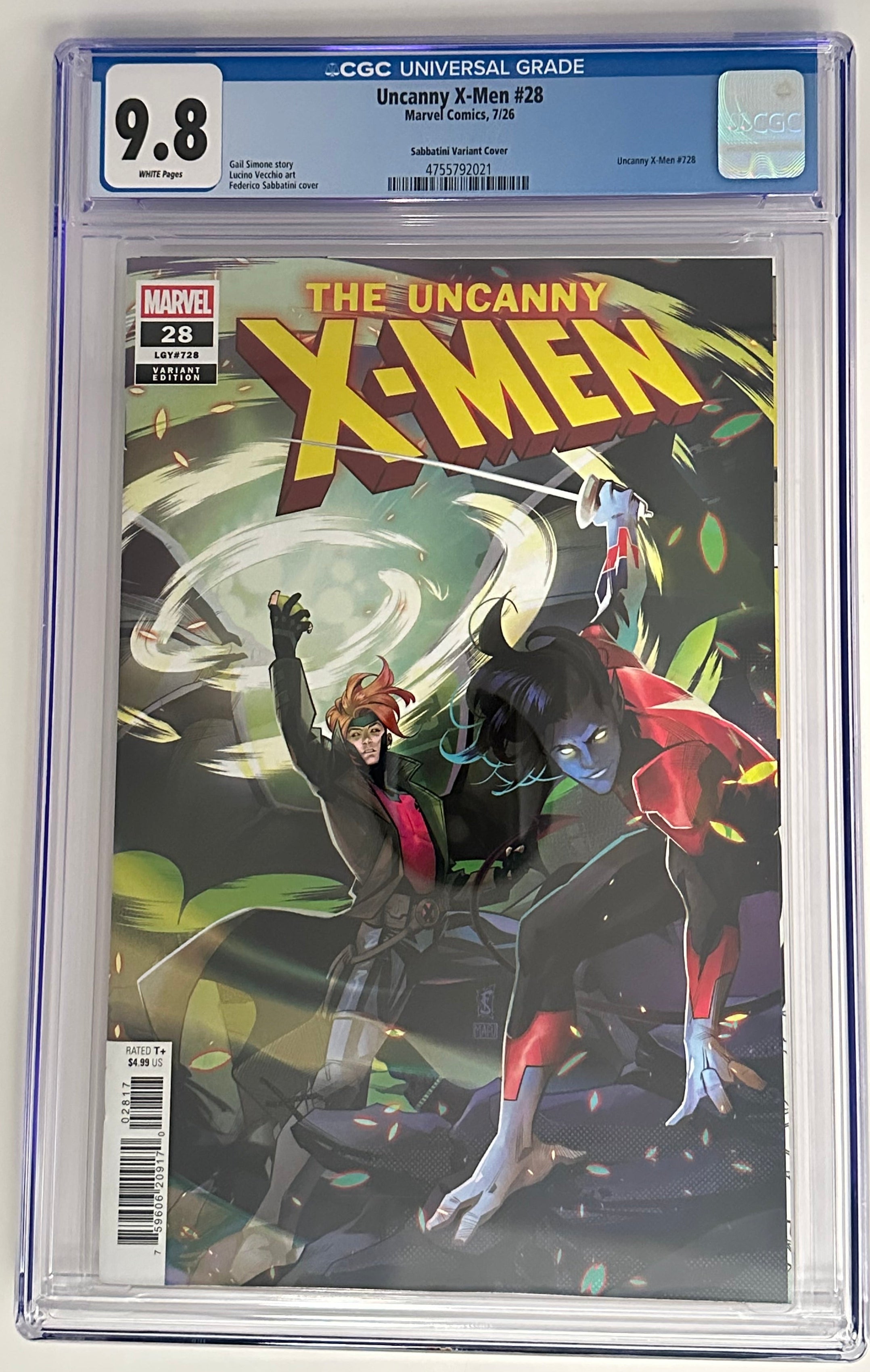 UNCANNY X-MEN #28 CGC 9.8 BLUE LABEL FEDERICO SABBATINI 1:25 VAR [IN S