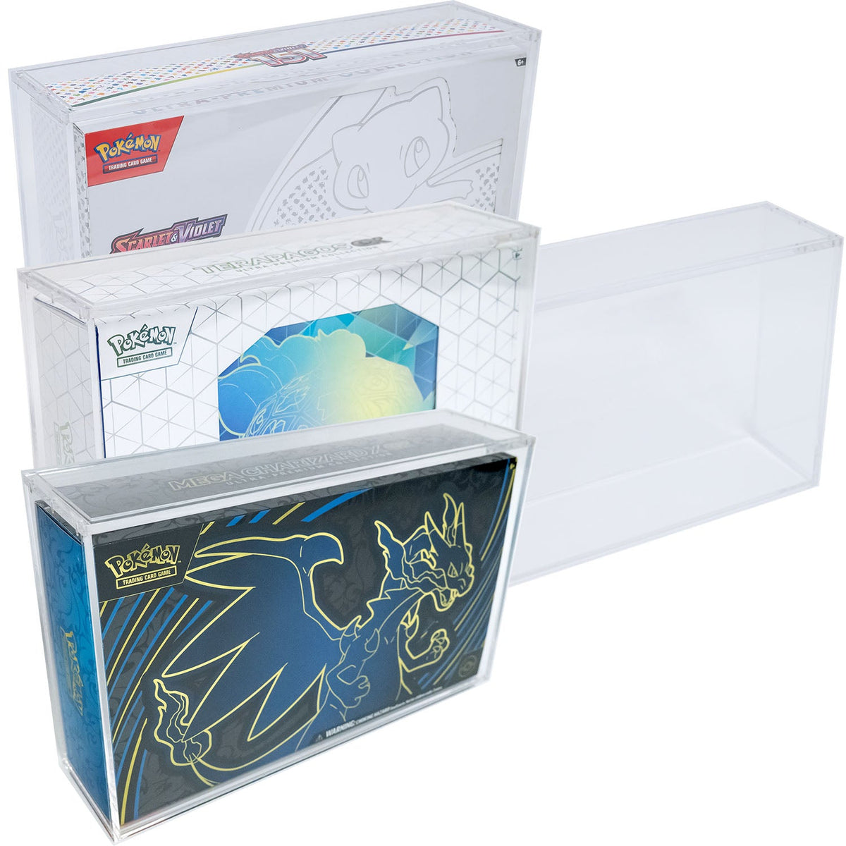 Pokémon 151, Mega Charizard X ex and Terapagos UPC Acrylic Case
