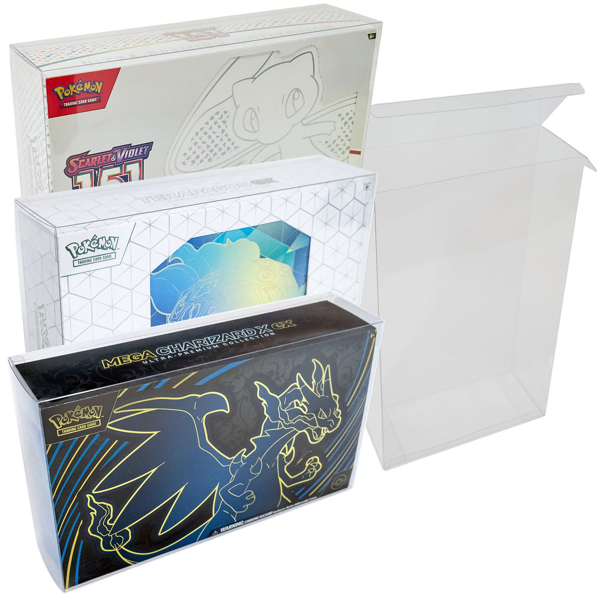 Pokémon 151, Mega Charizard X ex and Terapagos UPC Protector