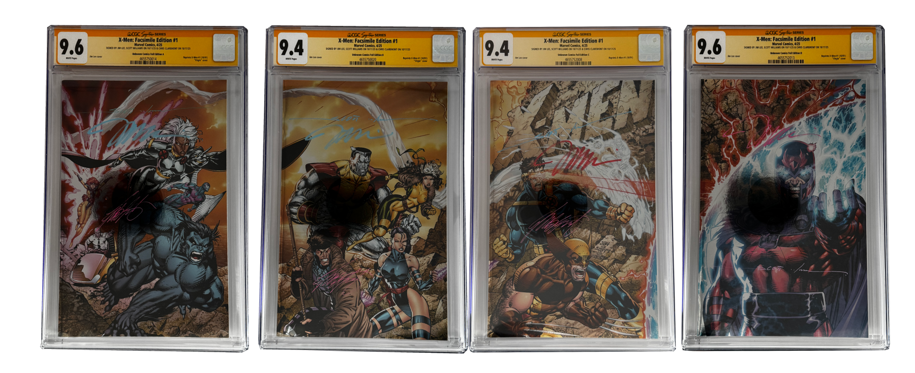 [TRIPLE SIGNED CGC YELLOW LABEL 4 PACK FOIL] X-Men 1991 #1 Facsimile Jim Lee | Claremont |  Williams Cover Var [Set #2]