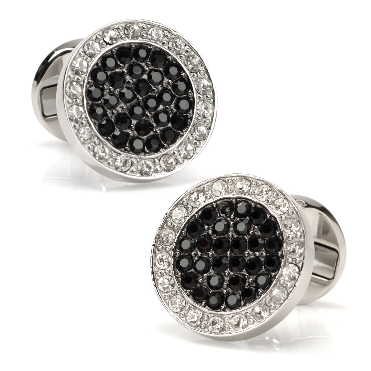 VDP White & Black Pave Crystals Stud Set