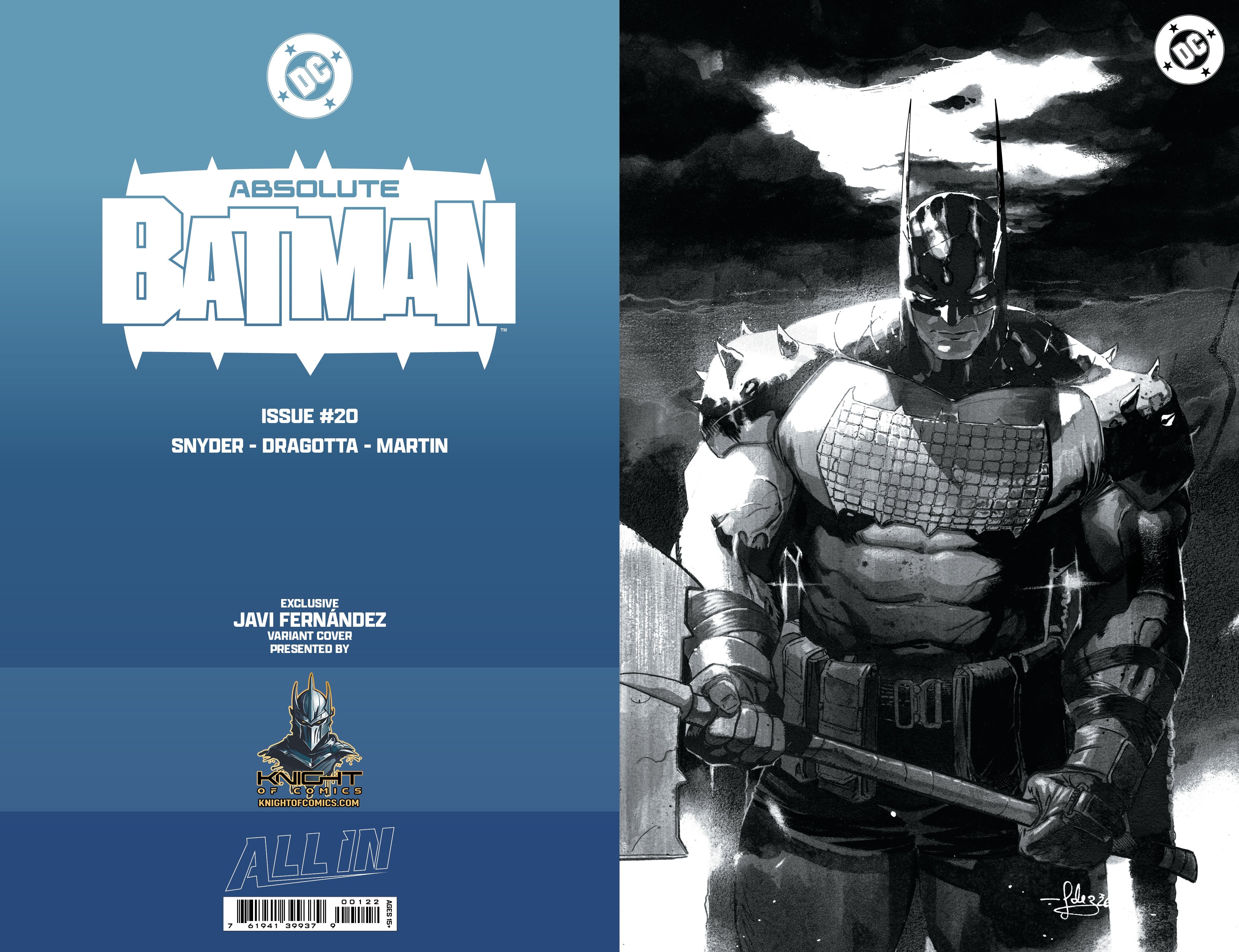 ABSOLUTE BATMAN #20 - JAVIER FERNANDEZ BLACK AND WHITE VIRGIN VARIANT KNIGHT OF COMICS EXCLUSIVE LTD 1000 - Preorder