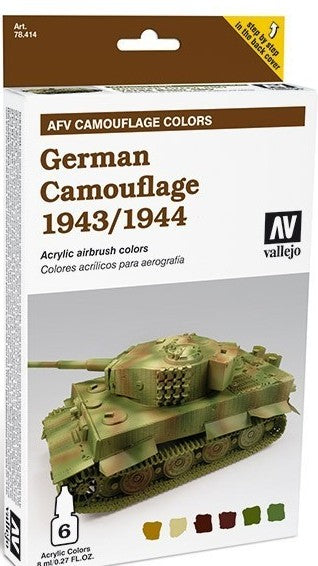 Vallejo 78414 8ml Bottle AFV German Camo 1943-44 Model Color Paint Set (6 Colors)