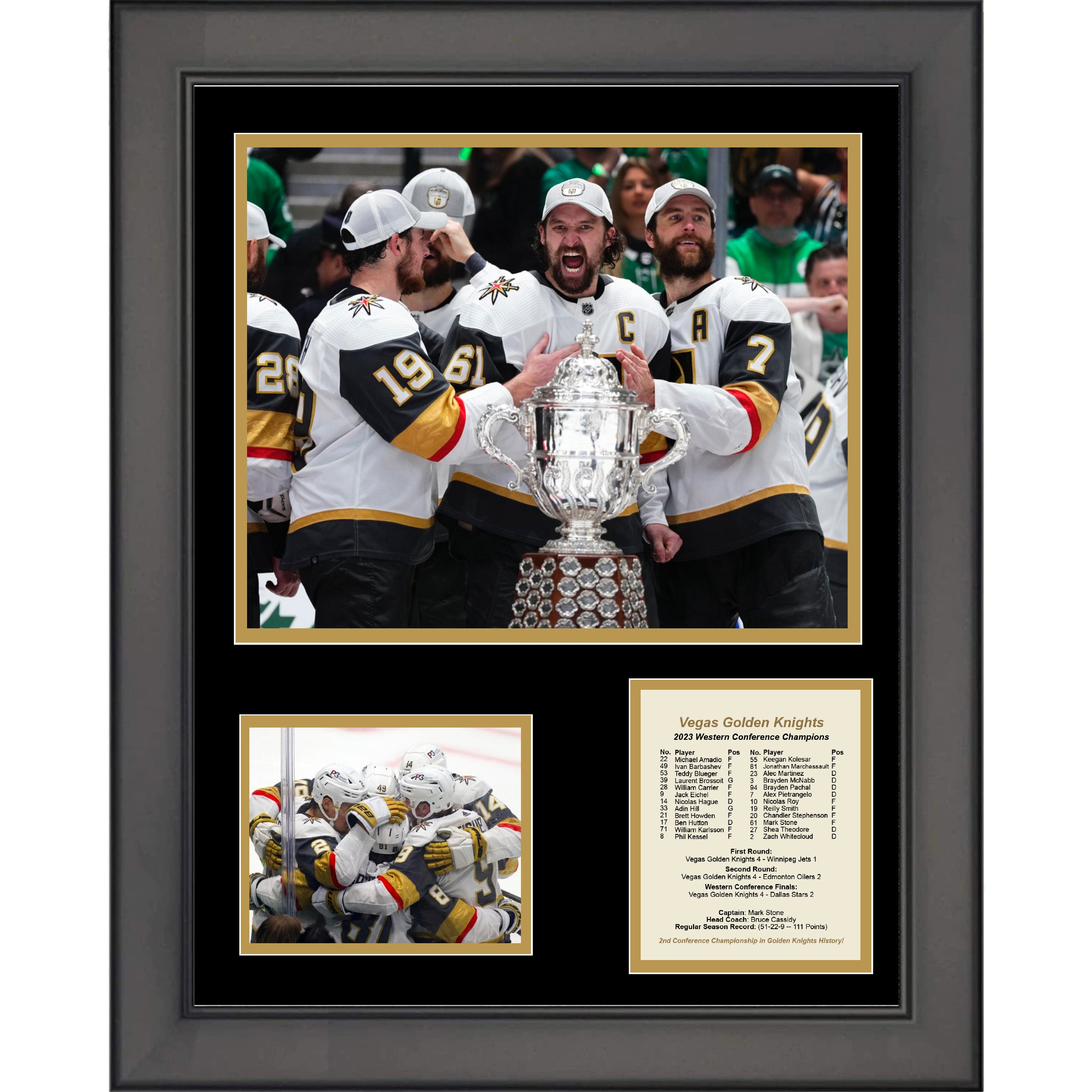 Framed Vegas Golden Knights 2023 Western Conference Champions 11"x14" Hockey Three Photo Collage
