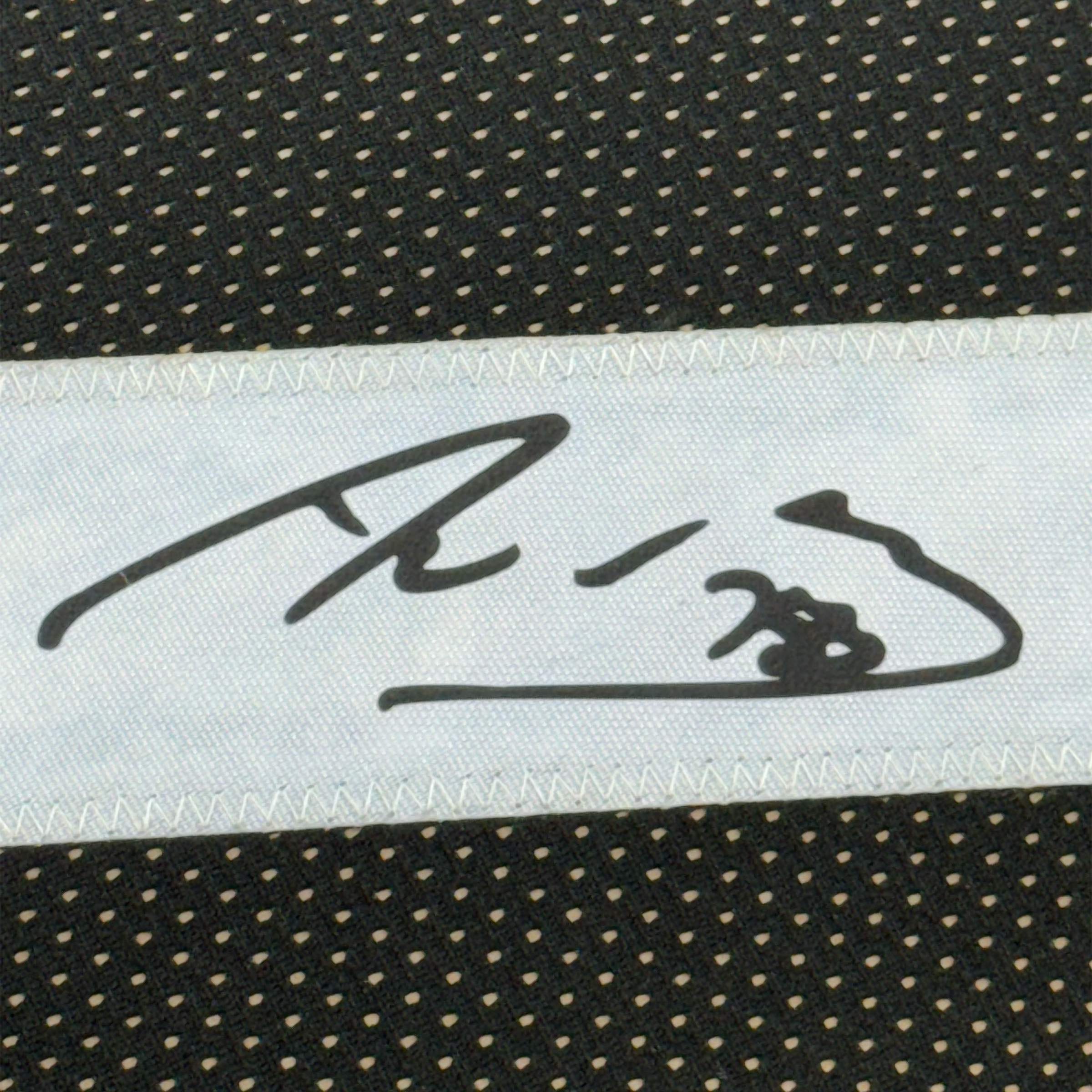 Framed Facsimile Autographed Alejandro Villanueva 35x39 Pittsburgh Black Reprint Laser Auto Football Jersey