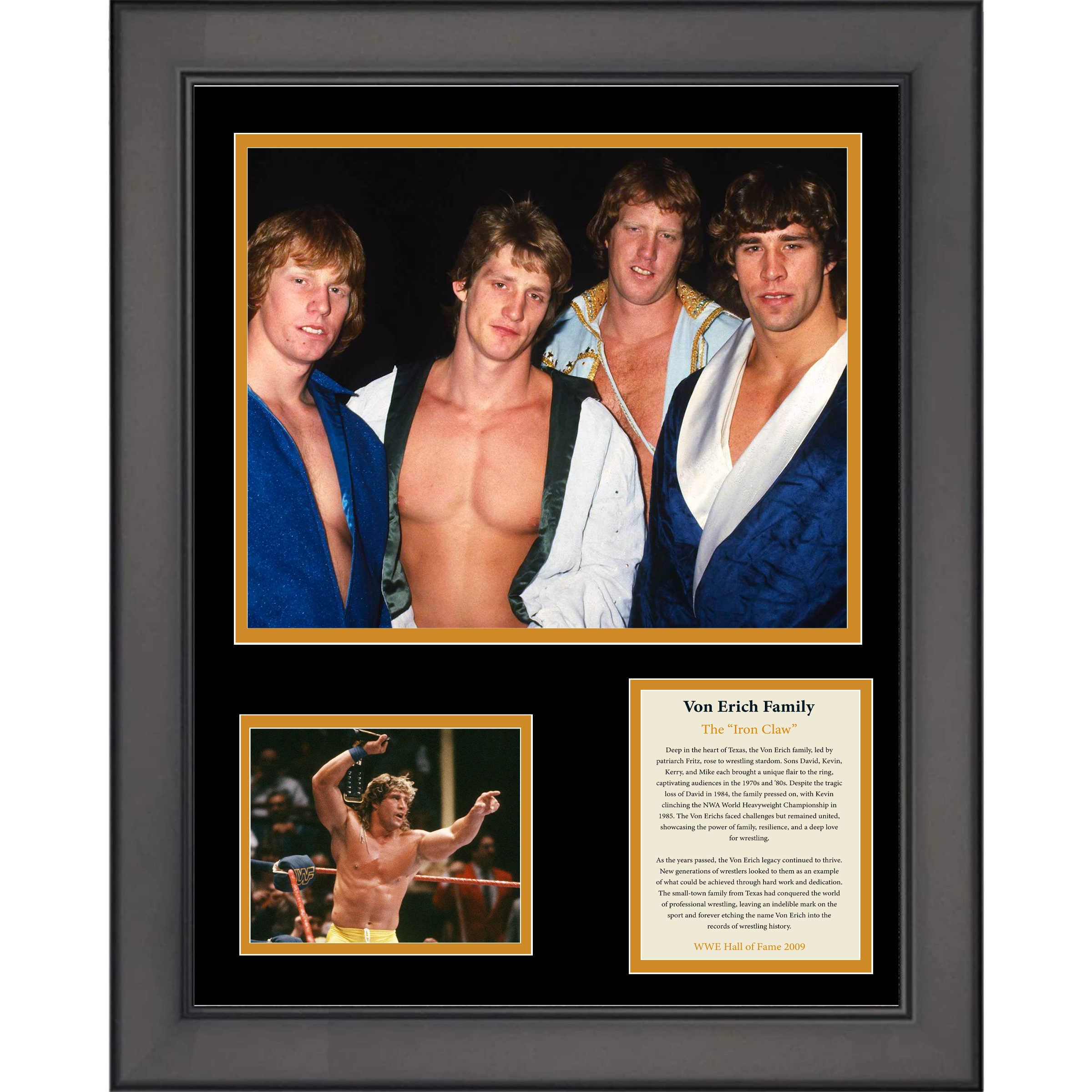 Framed The Von Erich Family  Iron Claw  WWE Hall of Fame 11"x14" Wrestling Three Photo Collage