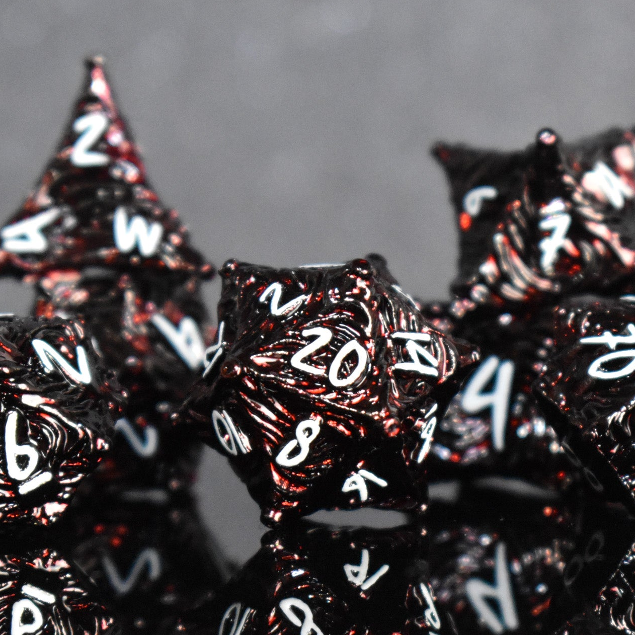 Vortex Warp Metal Dice Set - Deep Red