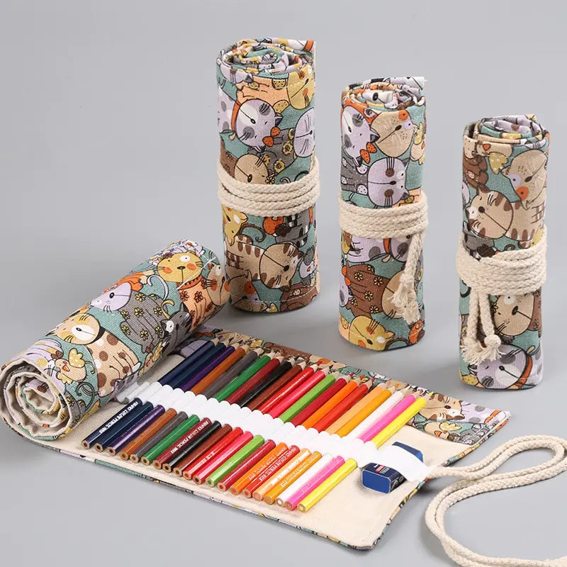 Handmade Canvas Pencil Roll for Art Supplies (Various Sizes)