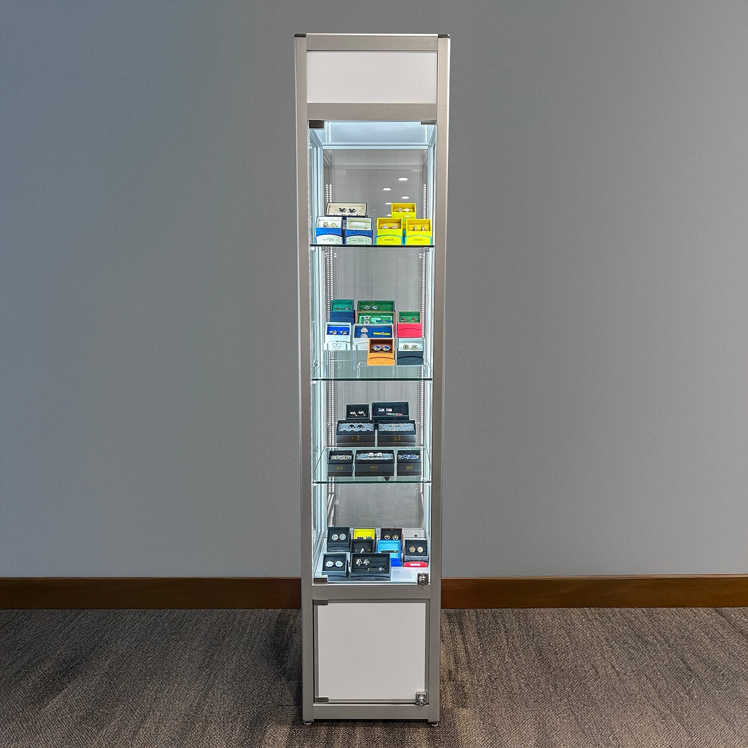 Retail Glass Display White Cabinet With Locking Storage