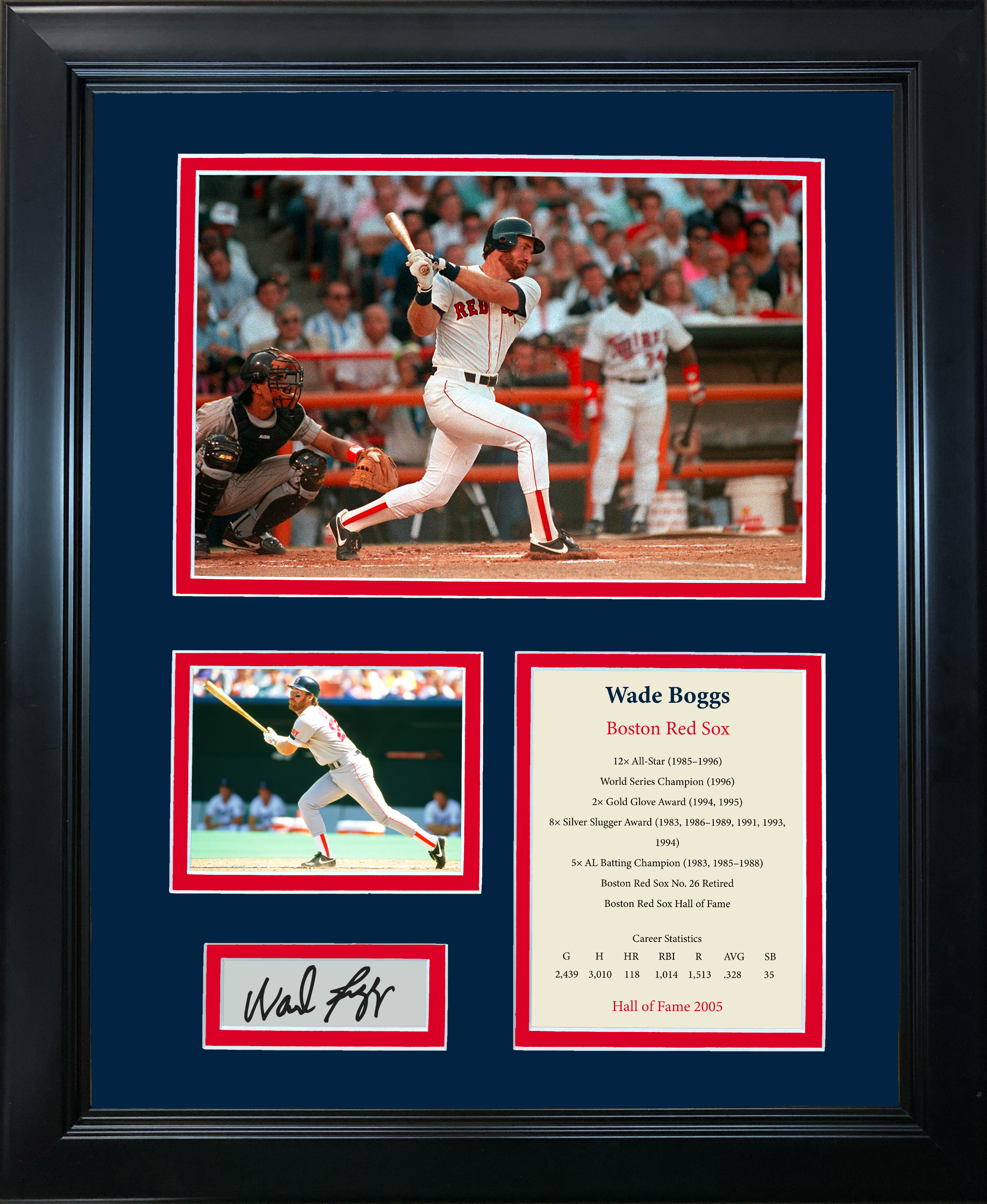 Framed Wade Boggs Hall of Fame Facsimile Laser Engraved Signature Auto Boston Red Sox 11"x14" Baseball Photo Sig Collage