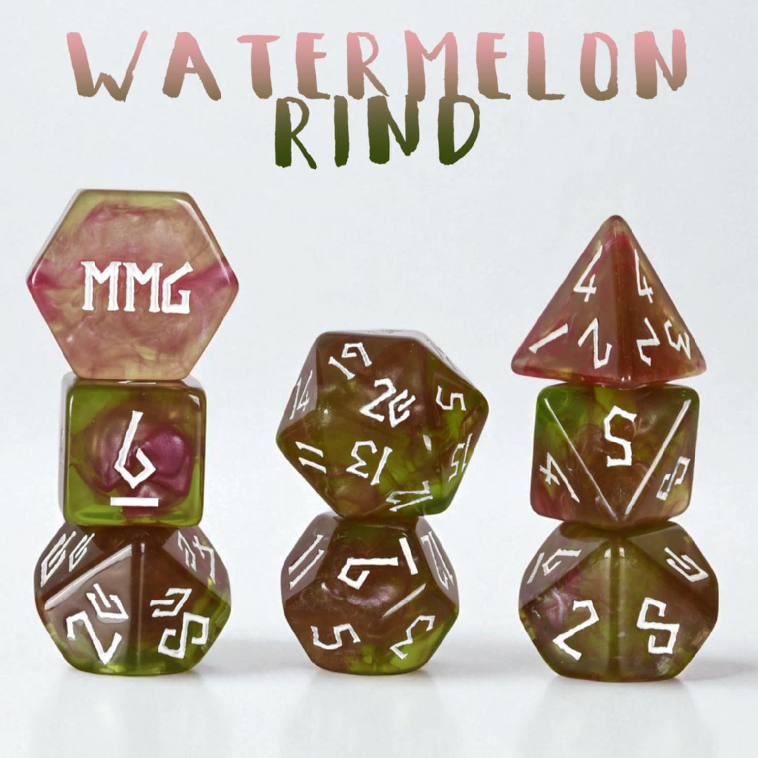 Watermelon Rind Resin Dice Set