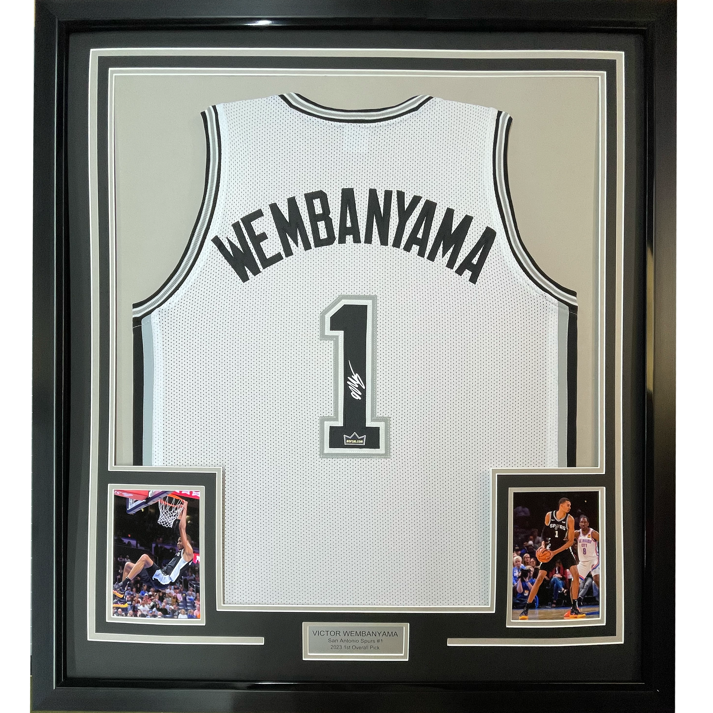 Framed Facsimile Autographed Victor Wembanyama 35x39 San Antonio White Reprint Laser Auto Basketball Jersey