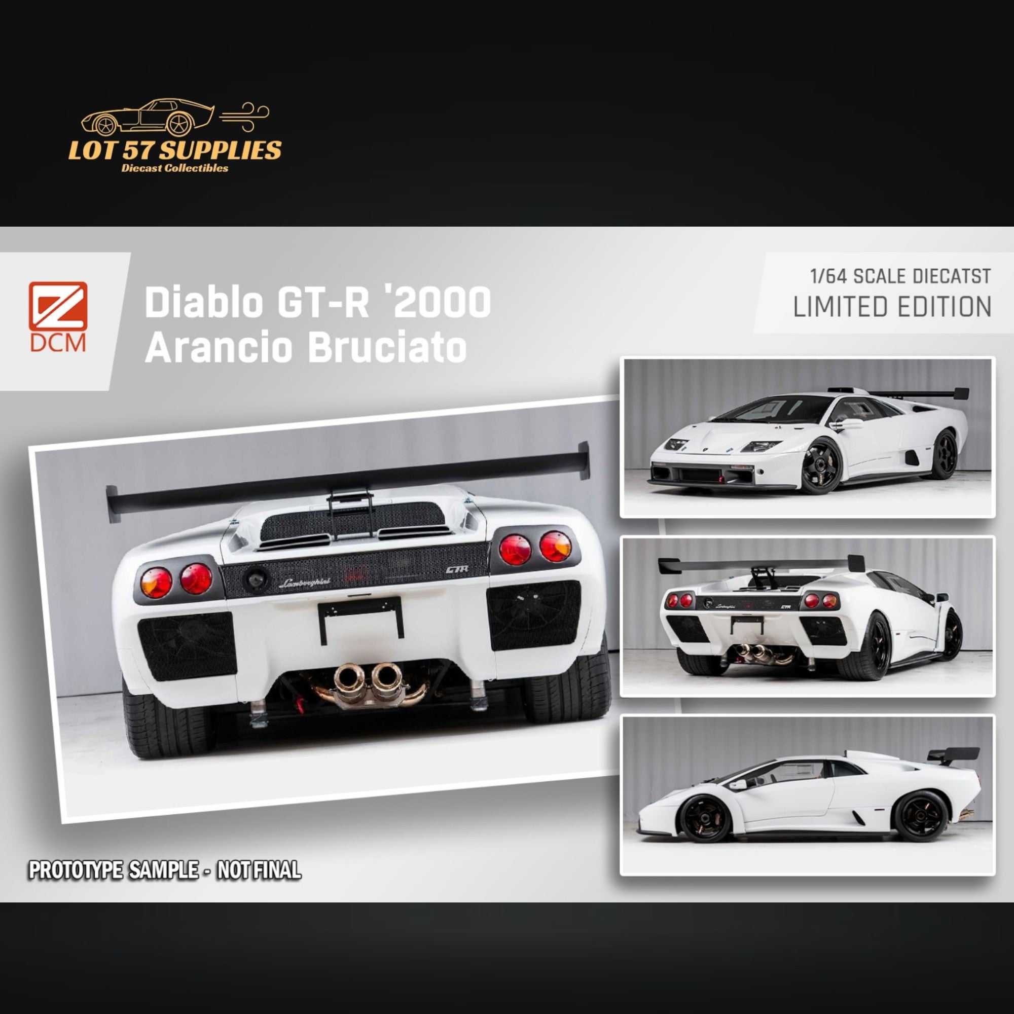 (Pre-Order) DCM Lamborghini Diablo GT-R White Diecast Model 1:64 Limited to 500 Pcs